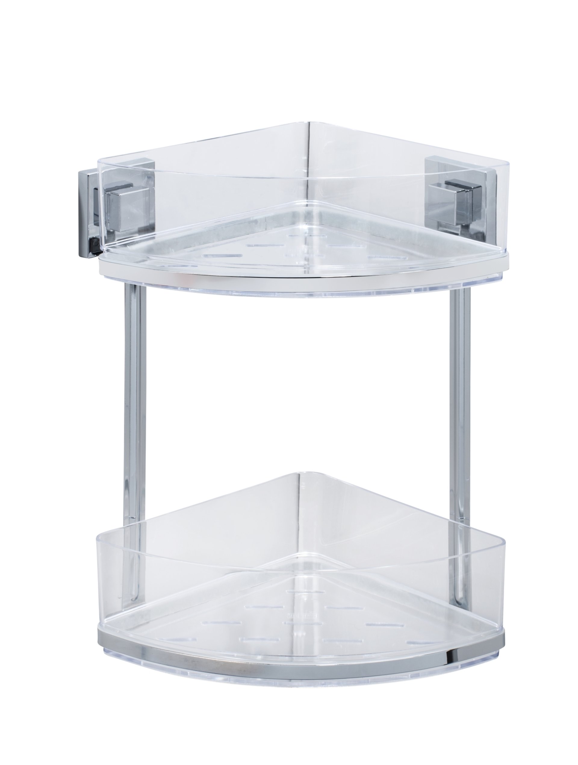 WENKO QUADRO Dusch Eckablage, 2 Etagen Quadro, Edelstahl, Befestigen ohne bohren, Vacuum-Loc®