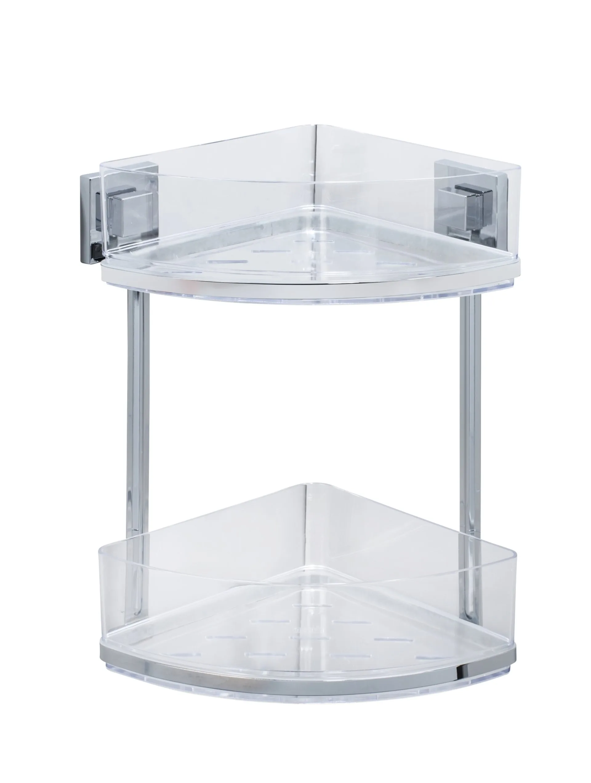WENKO QUADRO Dusch Eckablage, 2 Etagen Quadro, Edelstahl, Befestigen ohne bohren, Vacuum-Loc®