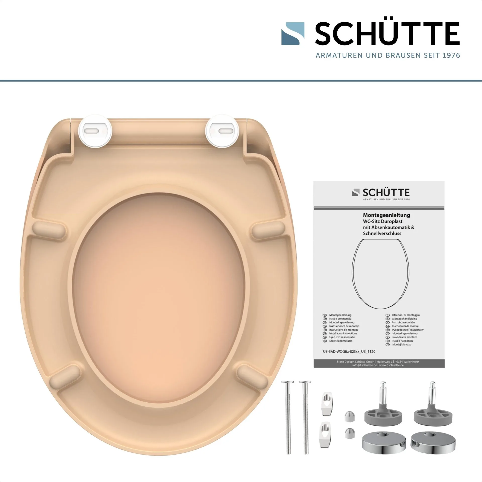 SCHÜTTE BEIGE WC-Sitz, Kunststoff, mit Absenkautomatik und Schnellverschluss
