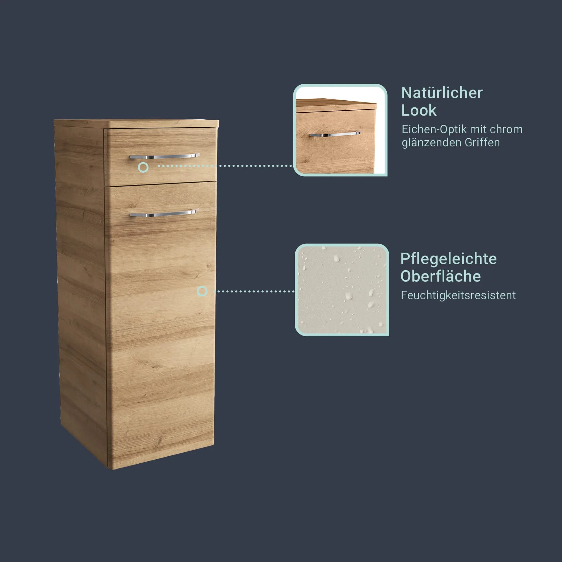 FACKELMANN MILANO Midischrank 30 cm breit, Braun hell