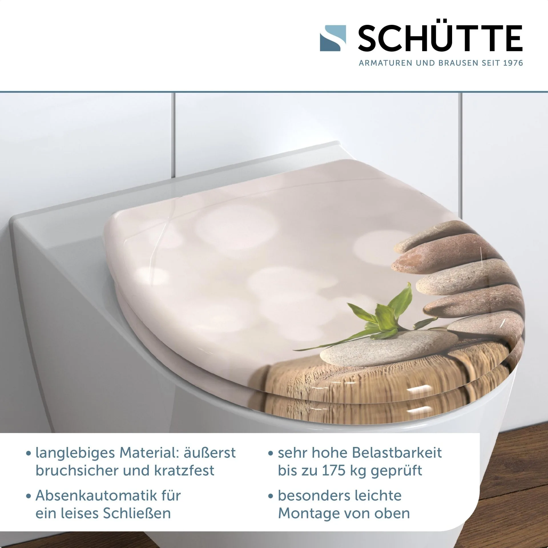 SCHÜTTE STONE PYRAMID WC-Sitz, Kunststoff, mit Absenkautomatik und Schnellverschluss