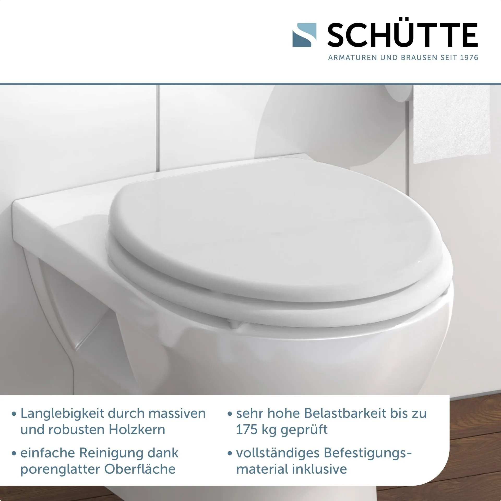 SCHÜTTE WHITE WC-Sitz, Weiß, Holzkern
