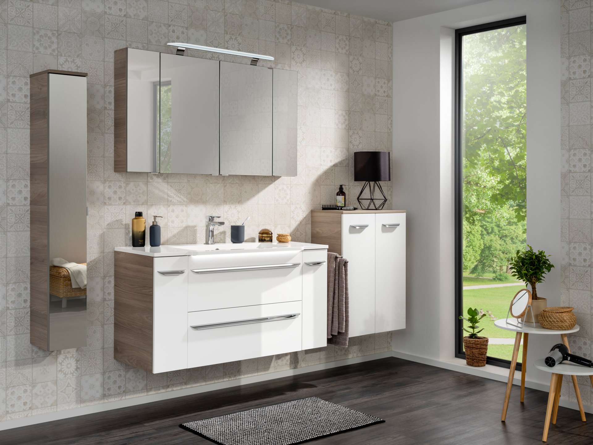 Fackelmann LUXOR Spiegel Hängeschrank 20 cm, Braun hell, links