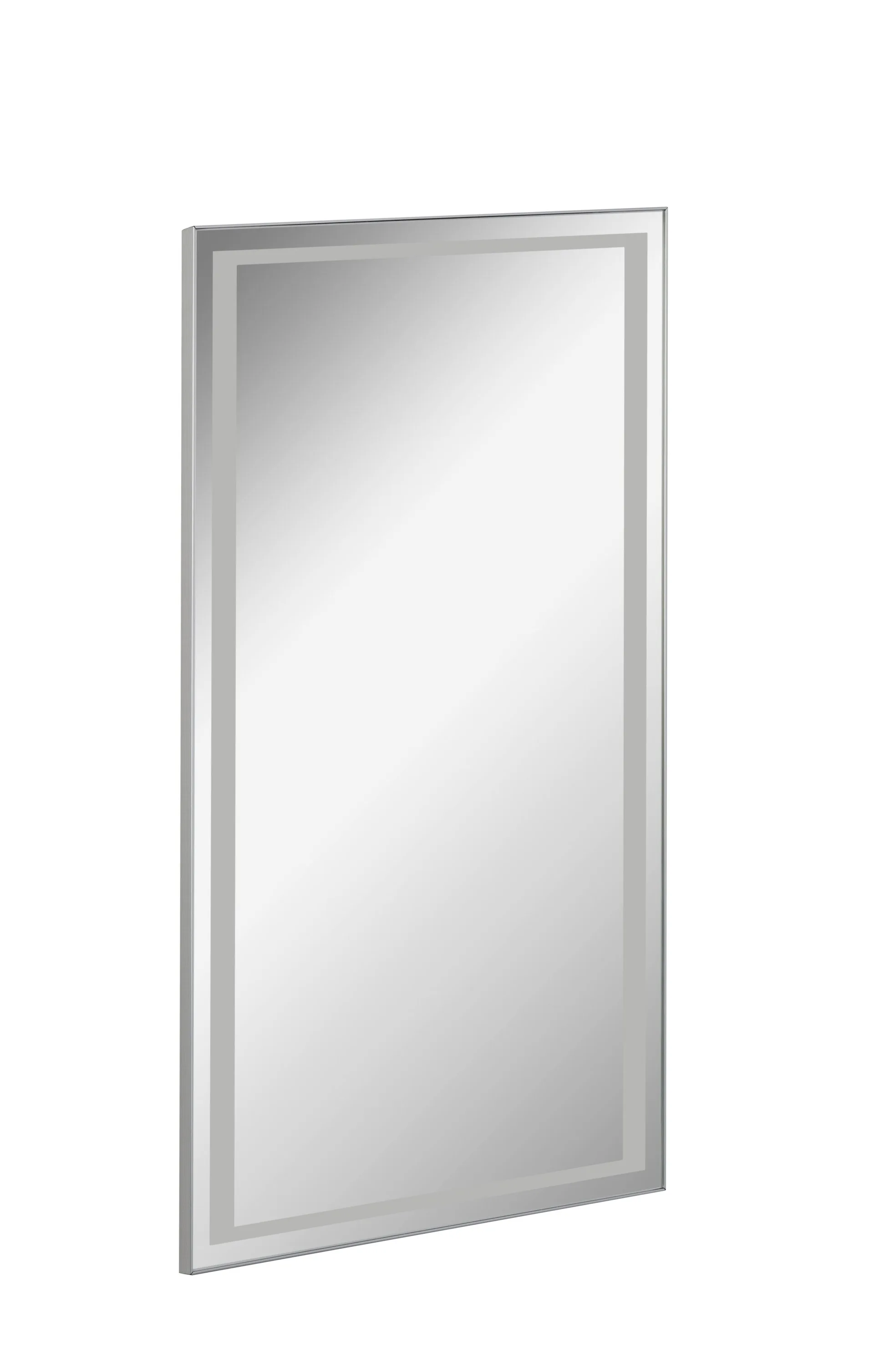 FACKELMANN MILANO Gäste WC Waschtisch Set mit Spiegel 55 cm breit, Weiß/Braun hell, Waschbecken Keramik Weiß + Waschbeckenbeleuchtung + Waschtischarmatur