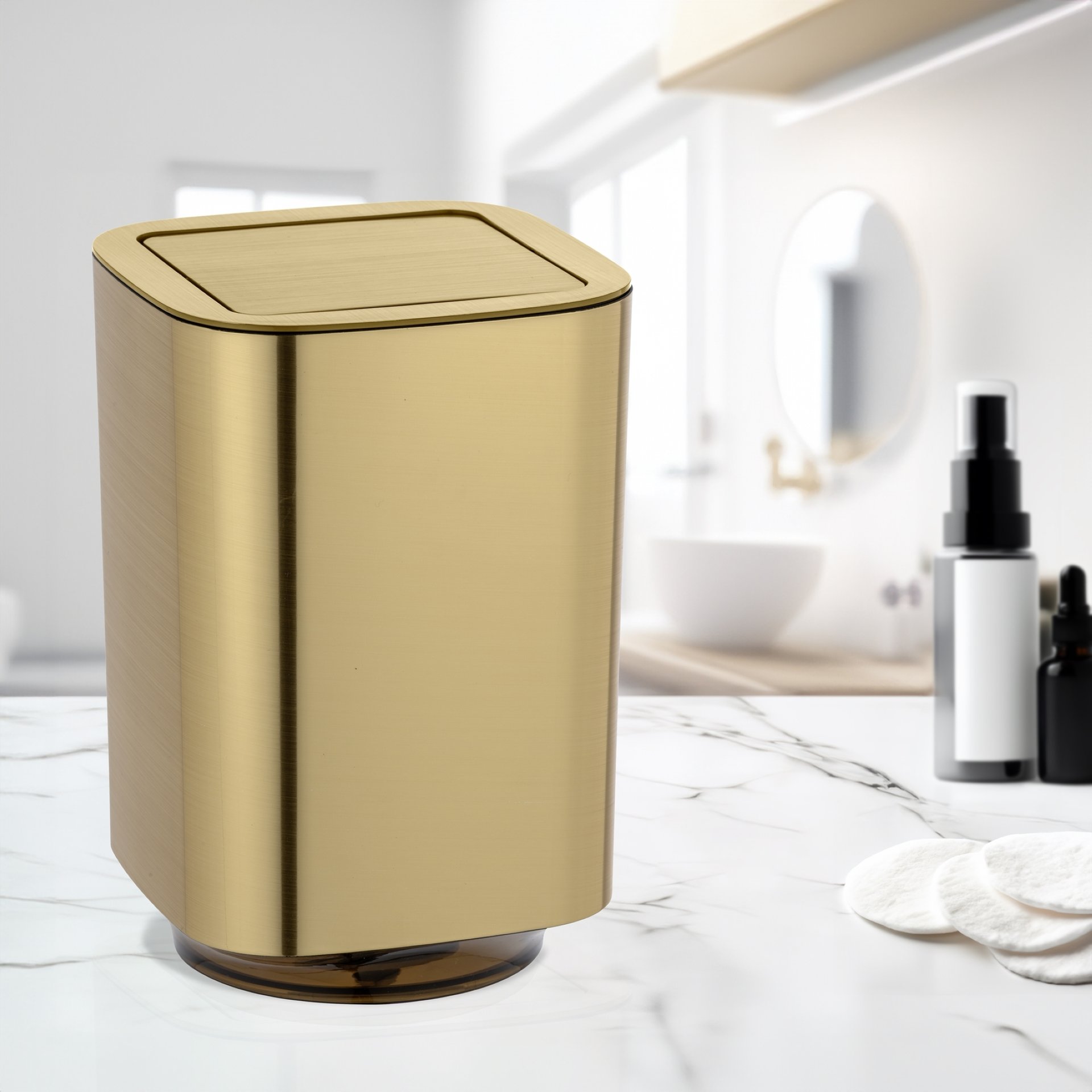 WENKO AURON Kosmetikeimer 5,5 Liter, Gold glänzend