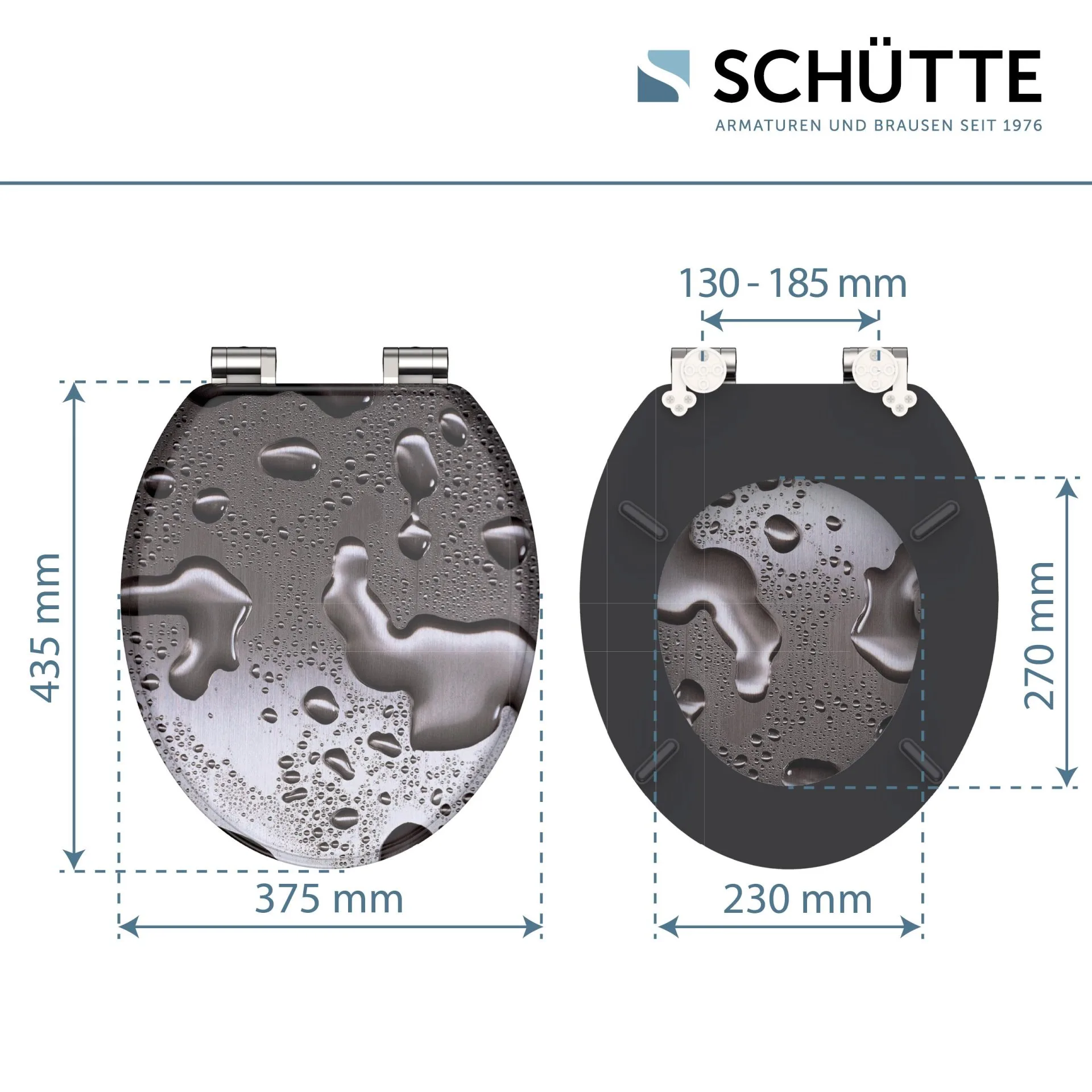 SCHÜTTE GREY STEEL WC-Sitz, Grau, MDF mit Absenkautomatik