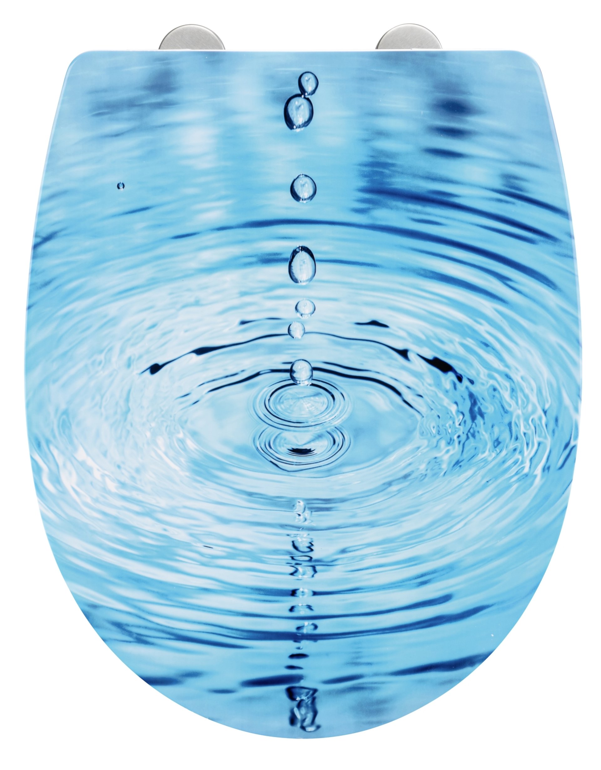 WENKO DROPLETS WC-Sitz, Blau, Hochglanz, mit Absenkautomatik und Schnellbefestigung