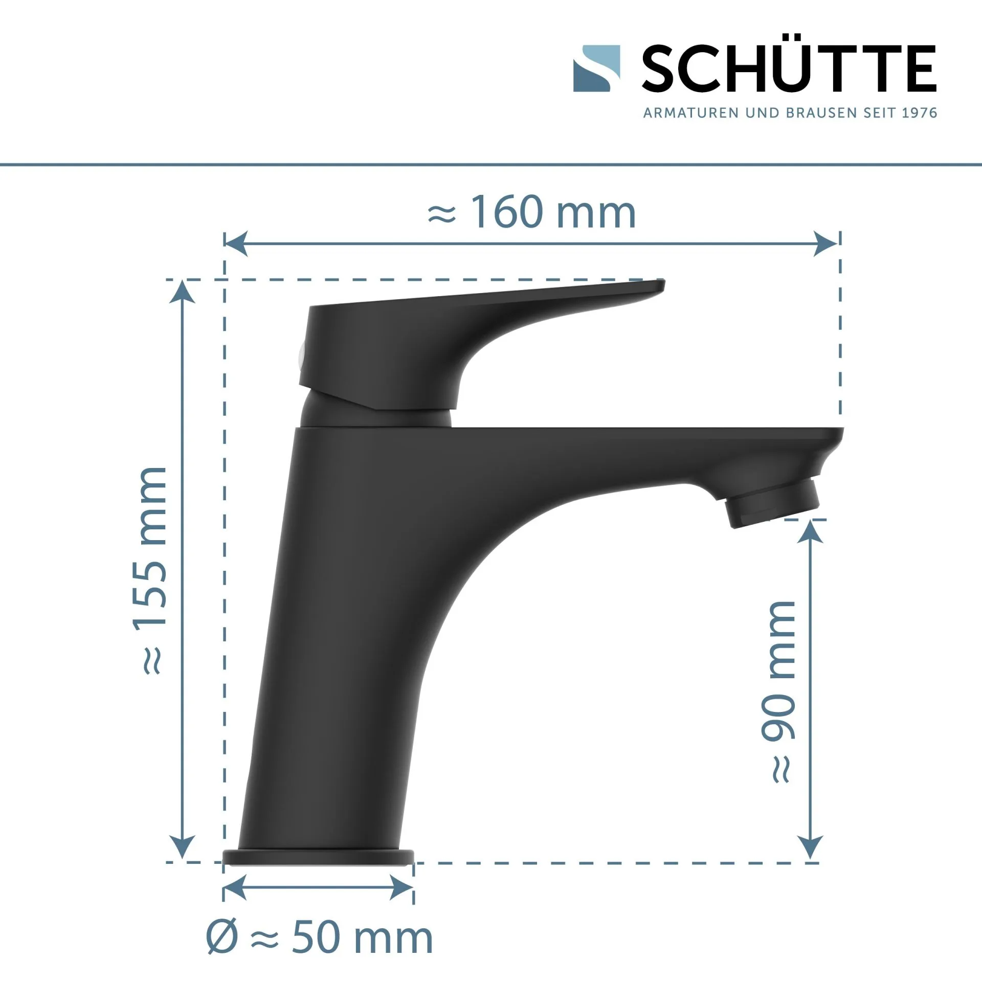 SCHÜTTE BOSTON Waschtischarmatur, Schwarz matt