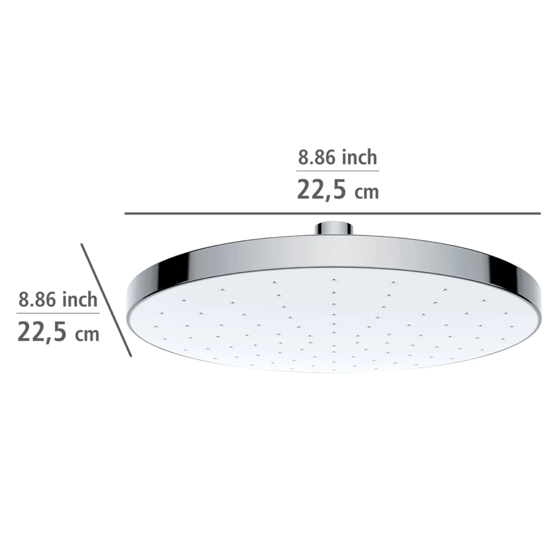 WENKO Duschkopf Regendusche Ø 22,5 cm, Chrom/Weiß, mit Automatischer Reinigungsfunktion