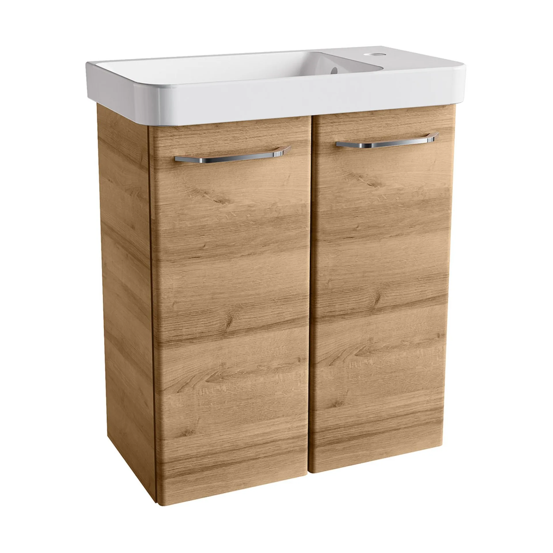 FACKELMANN MILANO Gäste WC Waschtisch Set 55 cm breit, Braun, Waschbecken Keramik Weiß