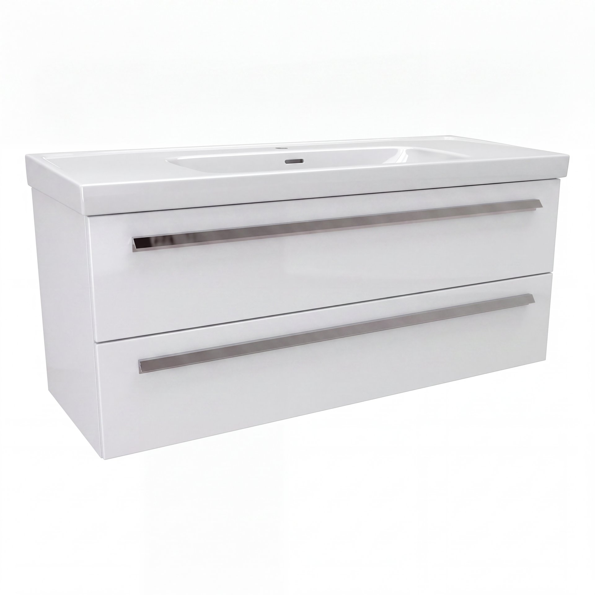 BADEDU TESSANO Waschbecken mit Unterschrank 120 cm breit, Weiß, Waschbecken Keramik Weiß