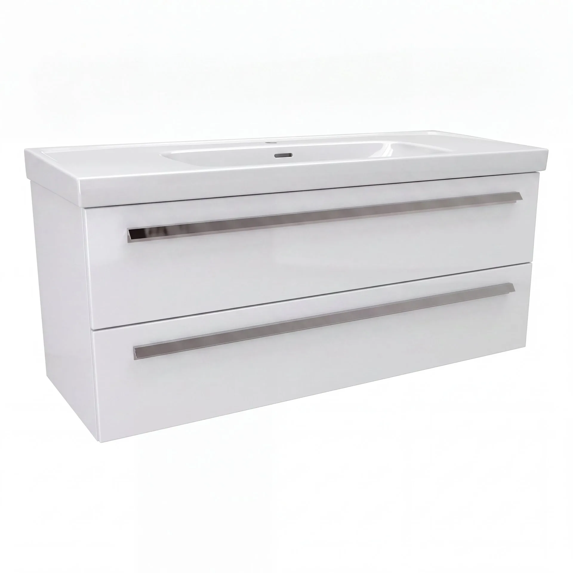 BADEDU TESSANO Waschbecken mit Unterschrank 120 cm breit, Weiß, Waschbecken Keramik Weiß
