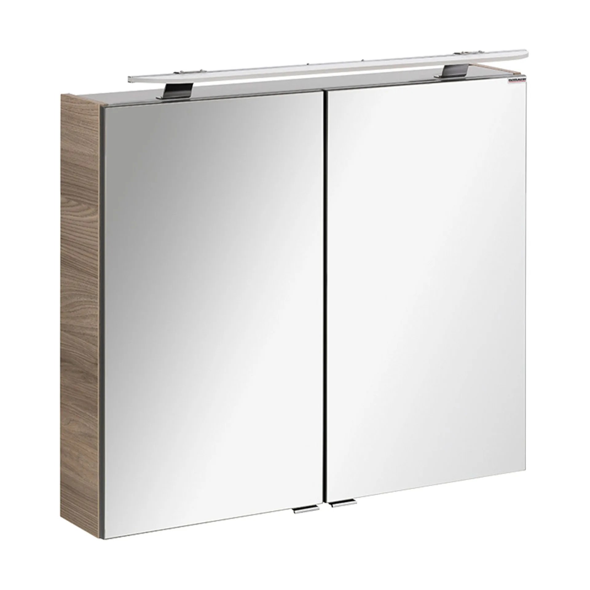 FACKELMANN LUXOR LED Spiegelschrank 80 cm breit, Braun hell + Aufsatzleuchte