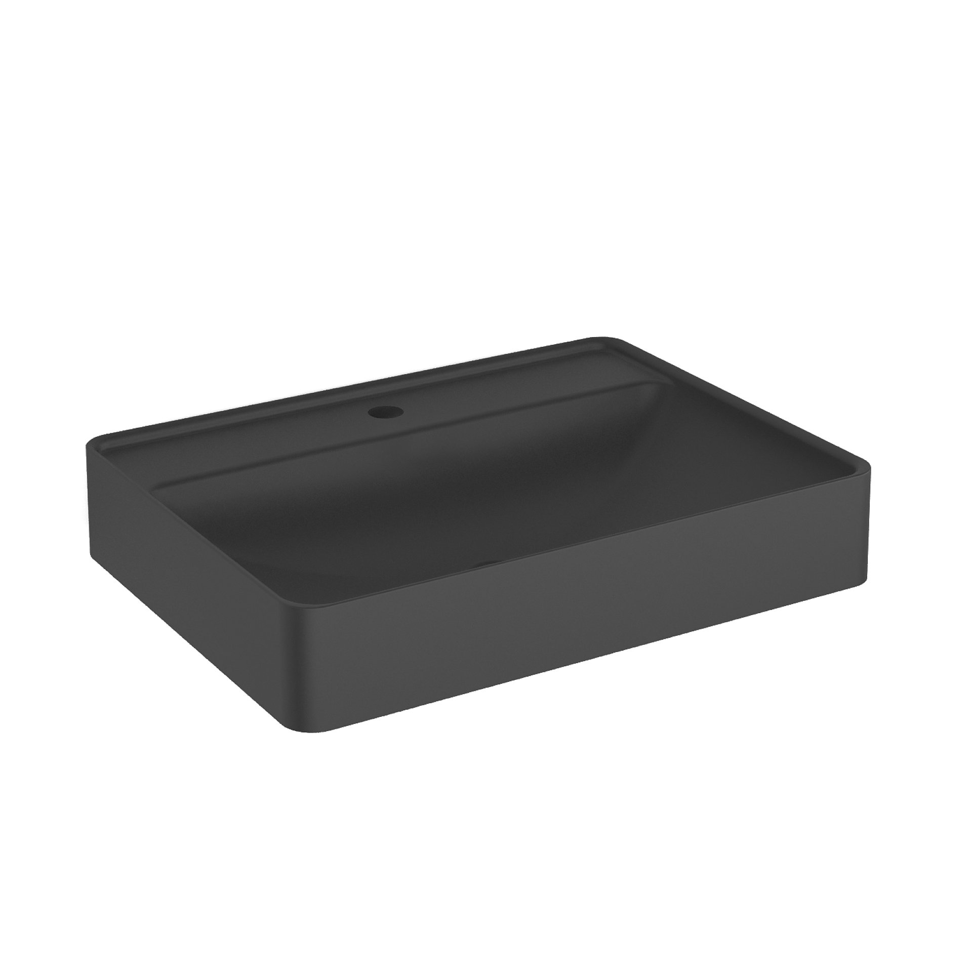 BADEDU SORA Waschbecken mit Unterschrank 60 cm breit, Schwarz matt, Waschbecken Quarzkomposit Schwarz, aus Aluminium, mit Füßen