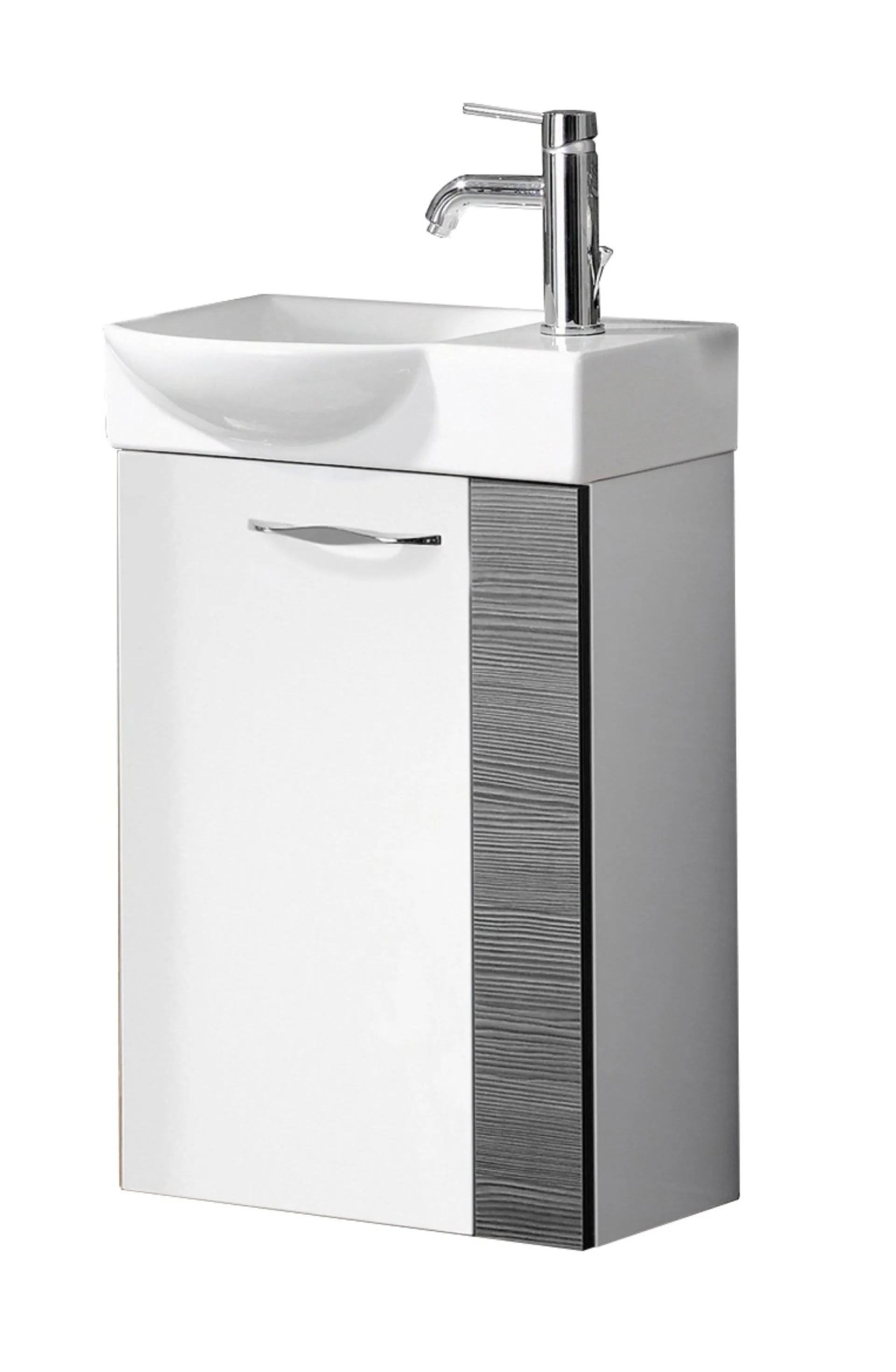 FACKELMANN Waschbecken 45 cm breit, Weiß, Keramik, Hahnloch rechts