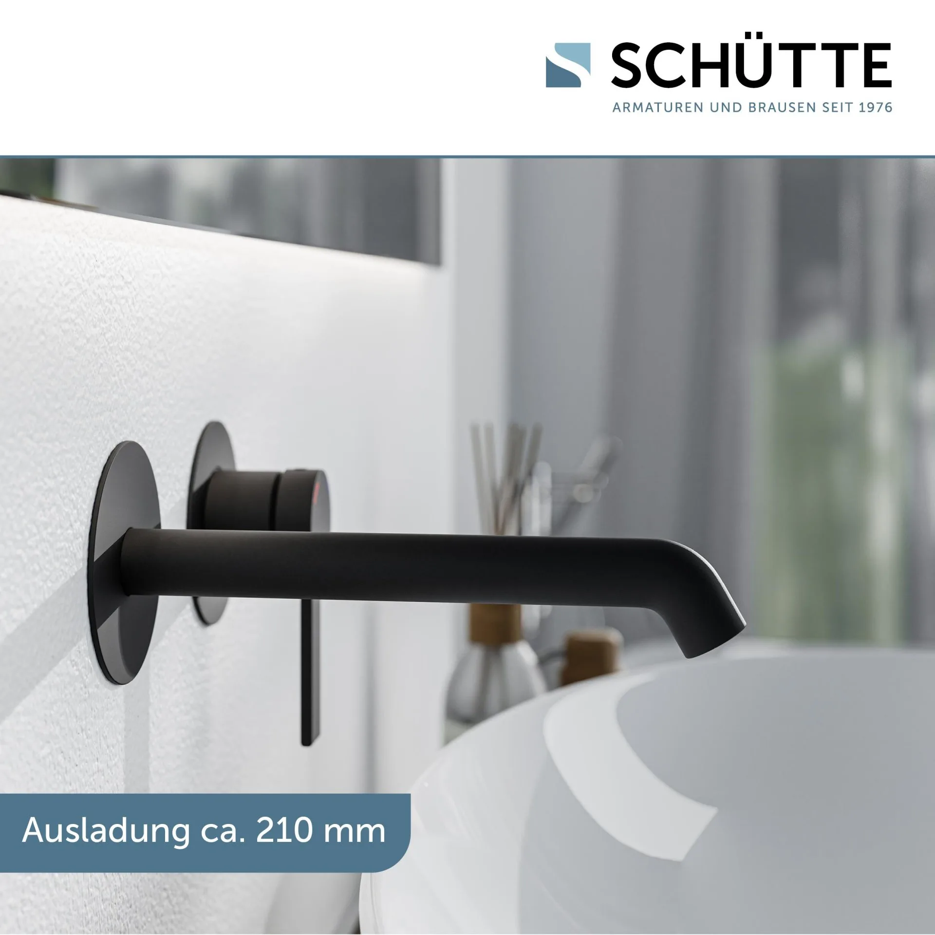 SCHÜTTE LOS ANGELES Waschtischarmatur, Schwarz matt, für Wandmontage