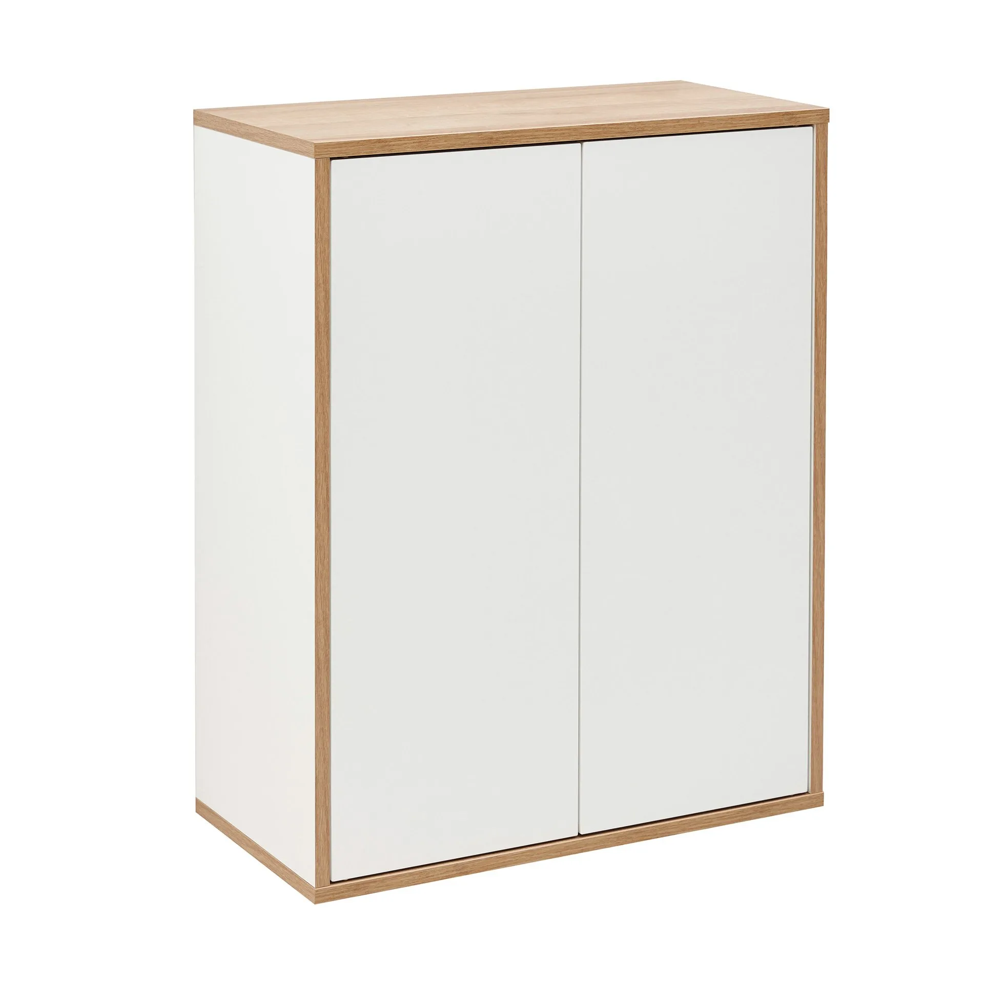 FACKELMANN FINN Doppel Midischrank 60 cm breit, Weiß/Braun hell