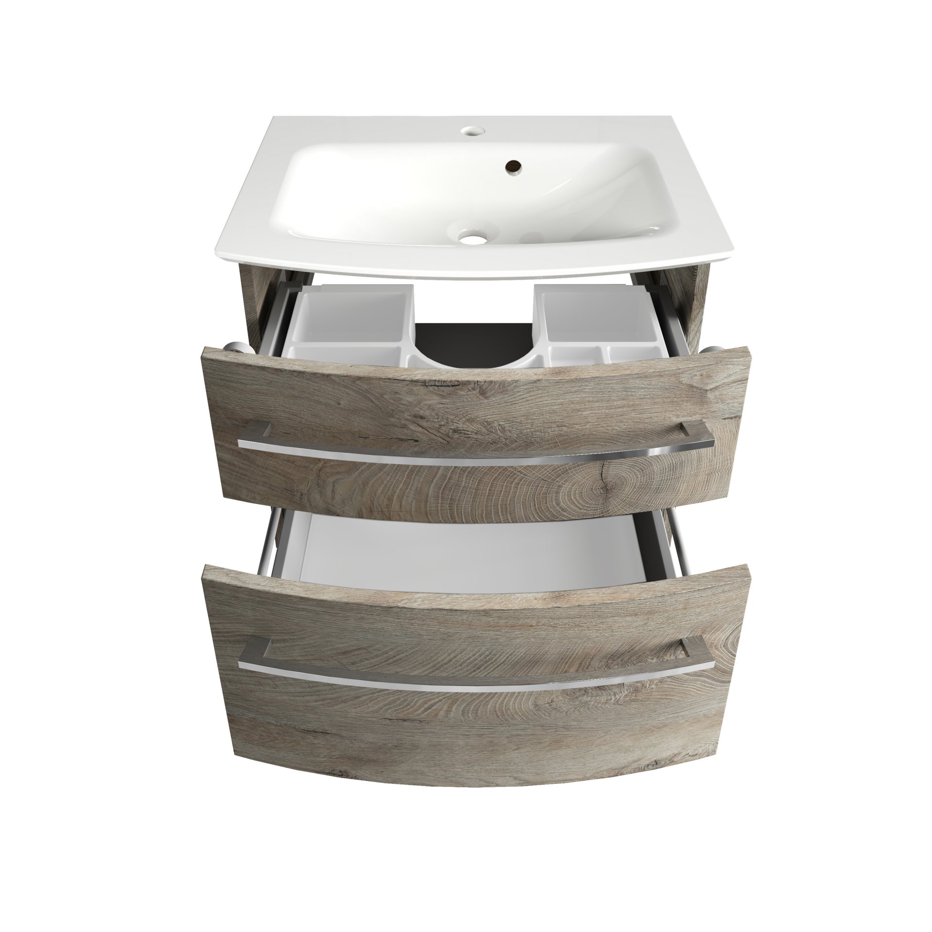 Fackelmann B.STYLE Badmöbel Set 3-teilig, 63 cm, Grau + LED-Spiegelschrank