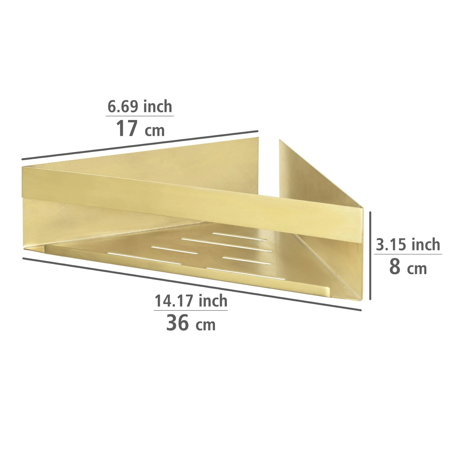 WENKO GENOVA Dusch Eckablage 36 cm breit, Gold, Befestigen ohne Bohren