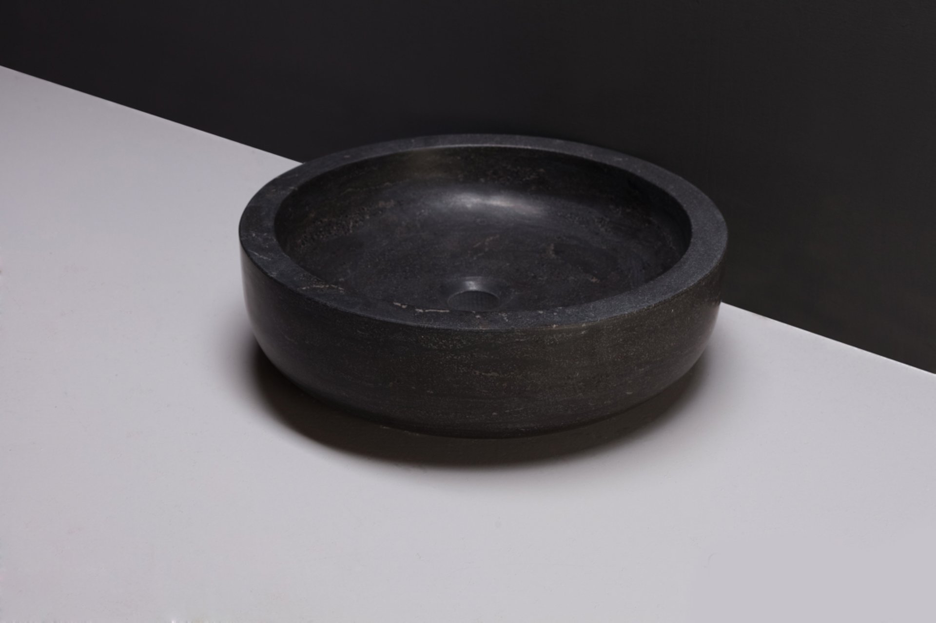 Waschbecken Naturstein VERONA (40 cm) Bluestone, ohne Hahnloch, 100005