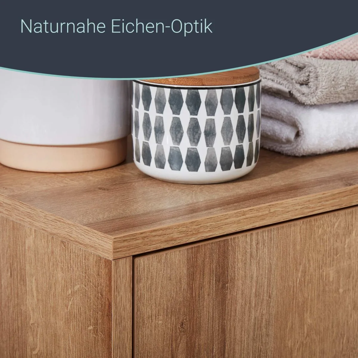 FACKELMANN FINN Waschbeckenunterschrank 60 cm breit, Braun hell
