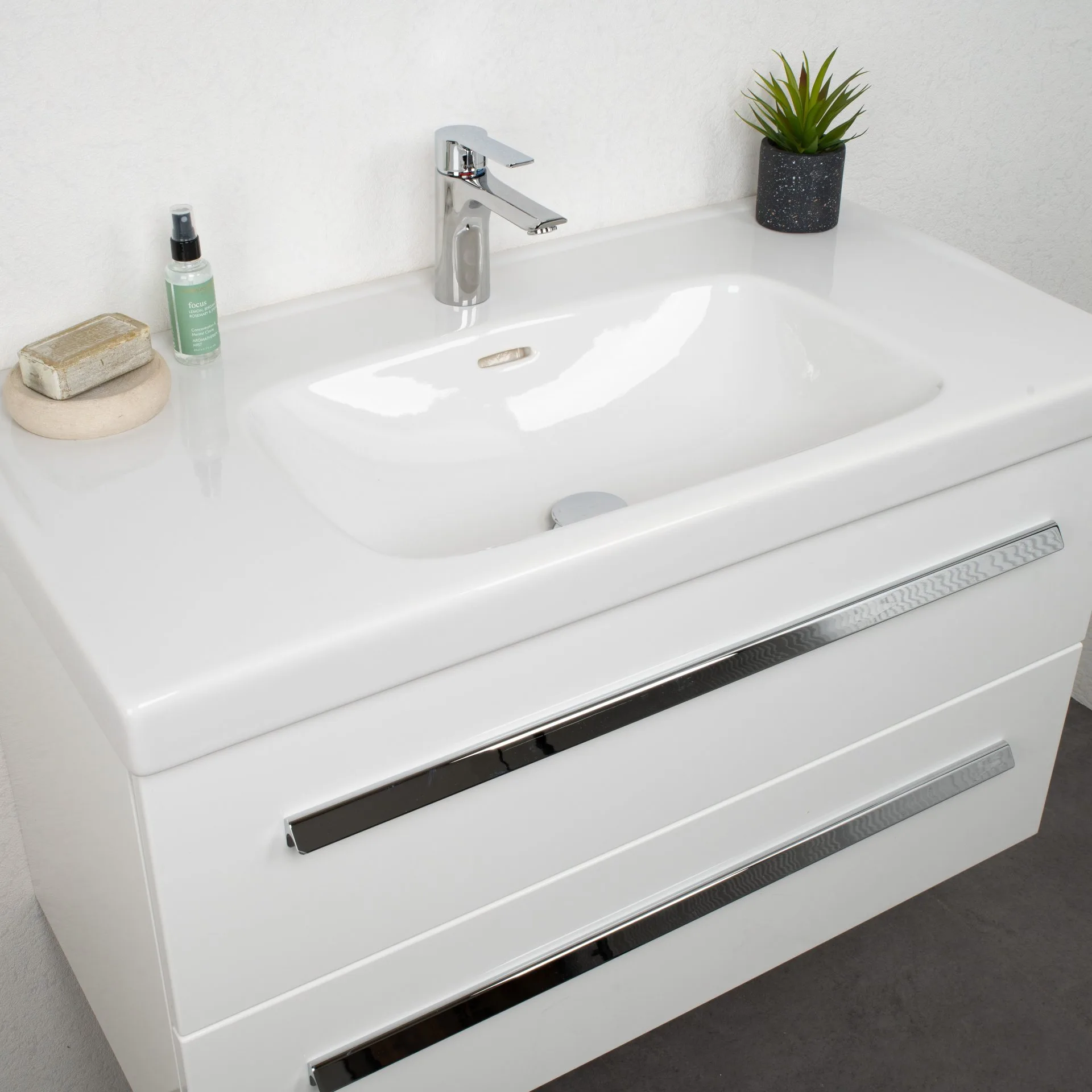 LANZET K1 Waschbecken Keramik 90 cm, Weiß