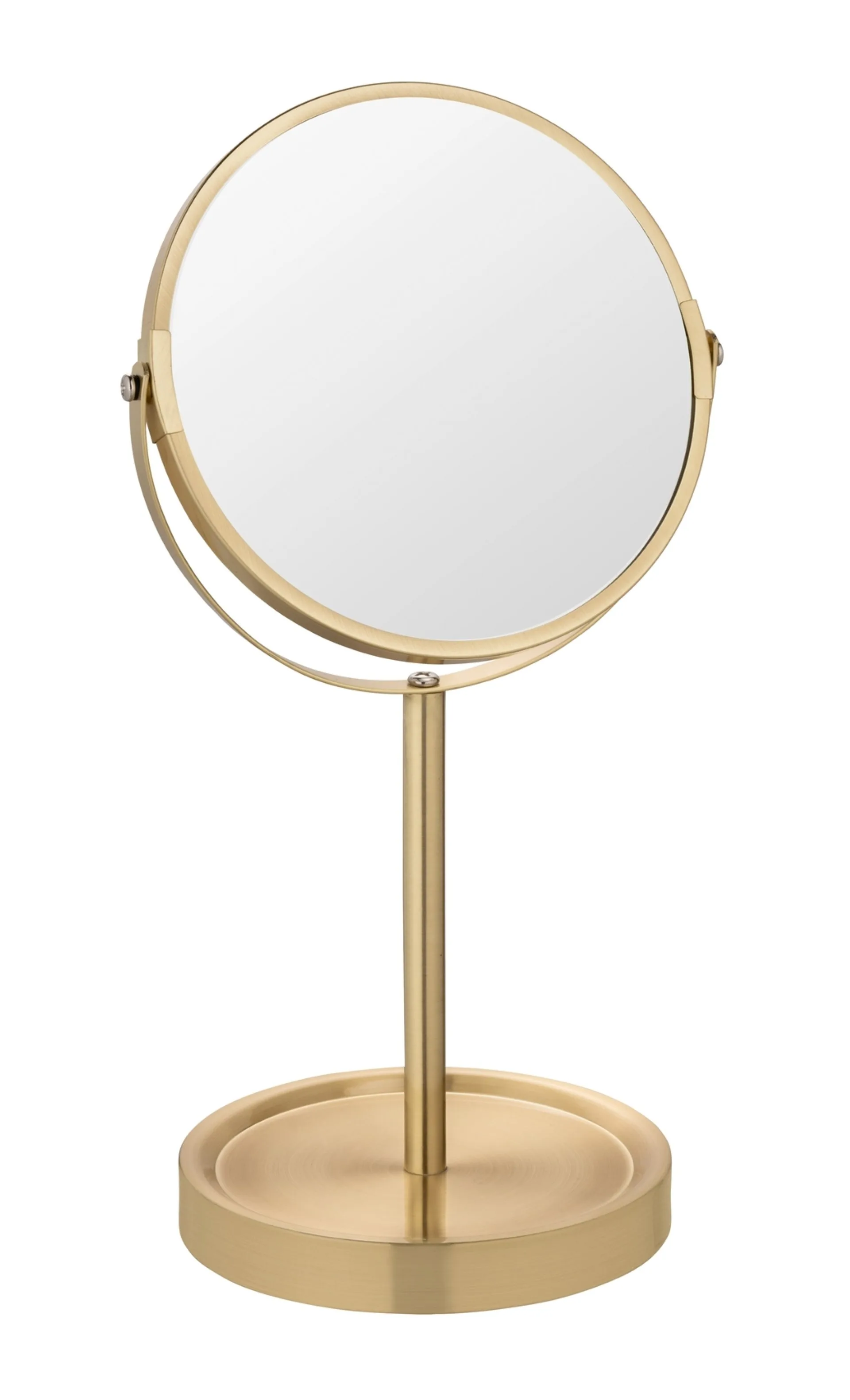 WENKO ALATA Kosmetikspiegel Ø 17 cm, Gold, mit 3-fach Vergrößerung, stehend
