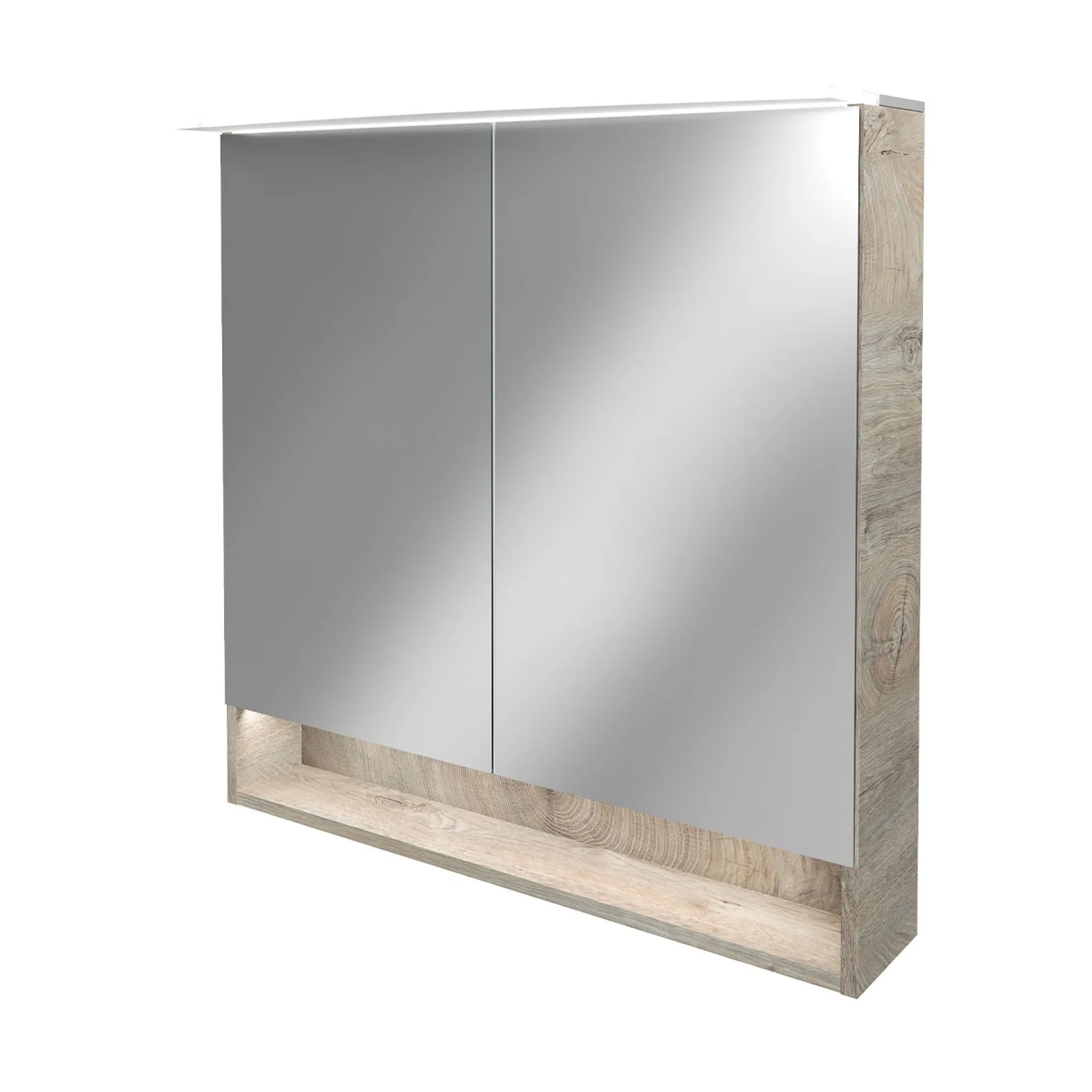 FACKELMANN B.STYLE LED Spiegelschrank 80 cm breit, Braun hell