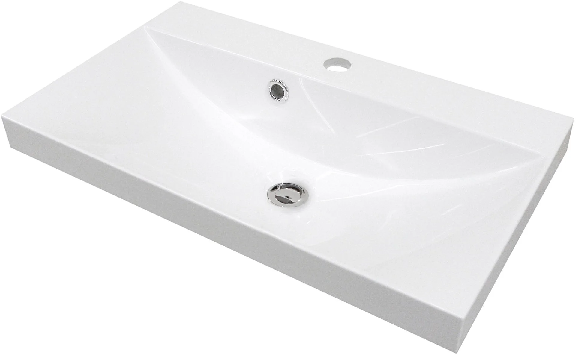 FACKELMANN MALUA Waschbecken 60 cm breit, Weiß, Gussmarmor