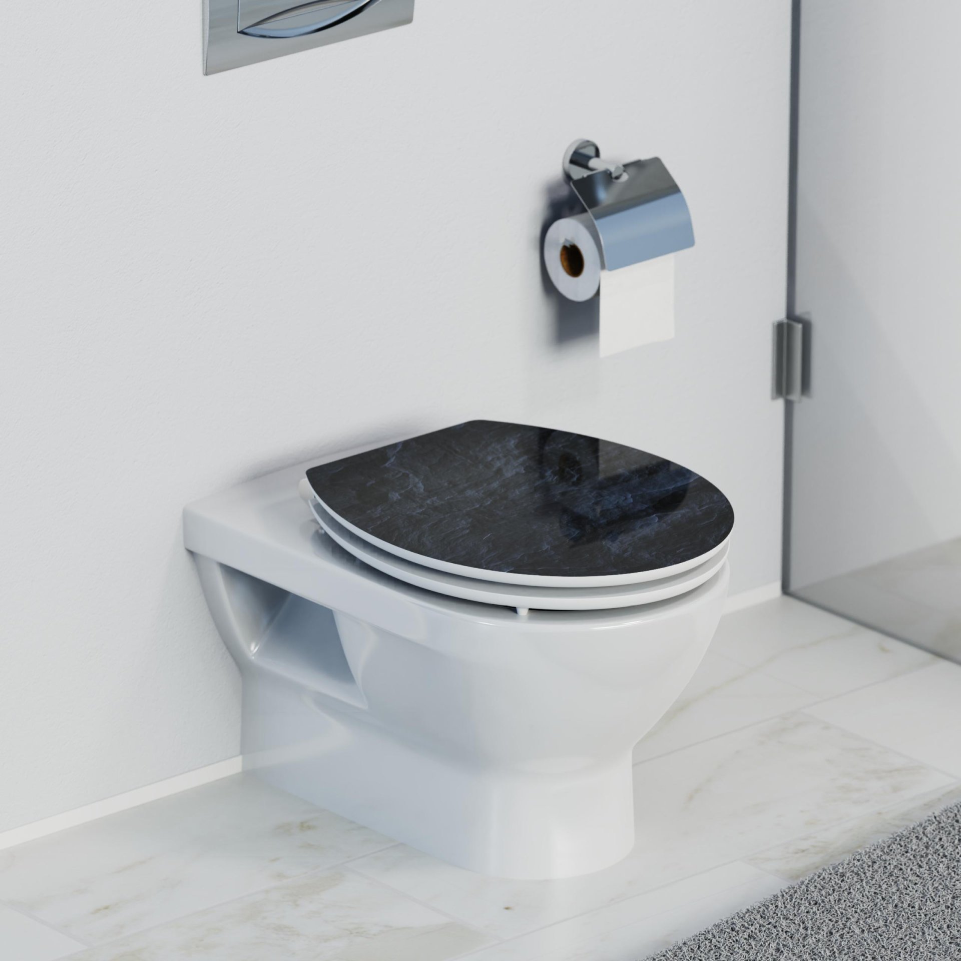 SCHÜTTE BLACK STONE WC-Sitz, MDF HG, mit Absenkautomatik