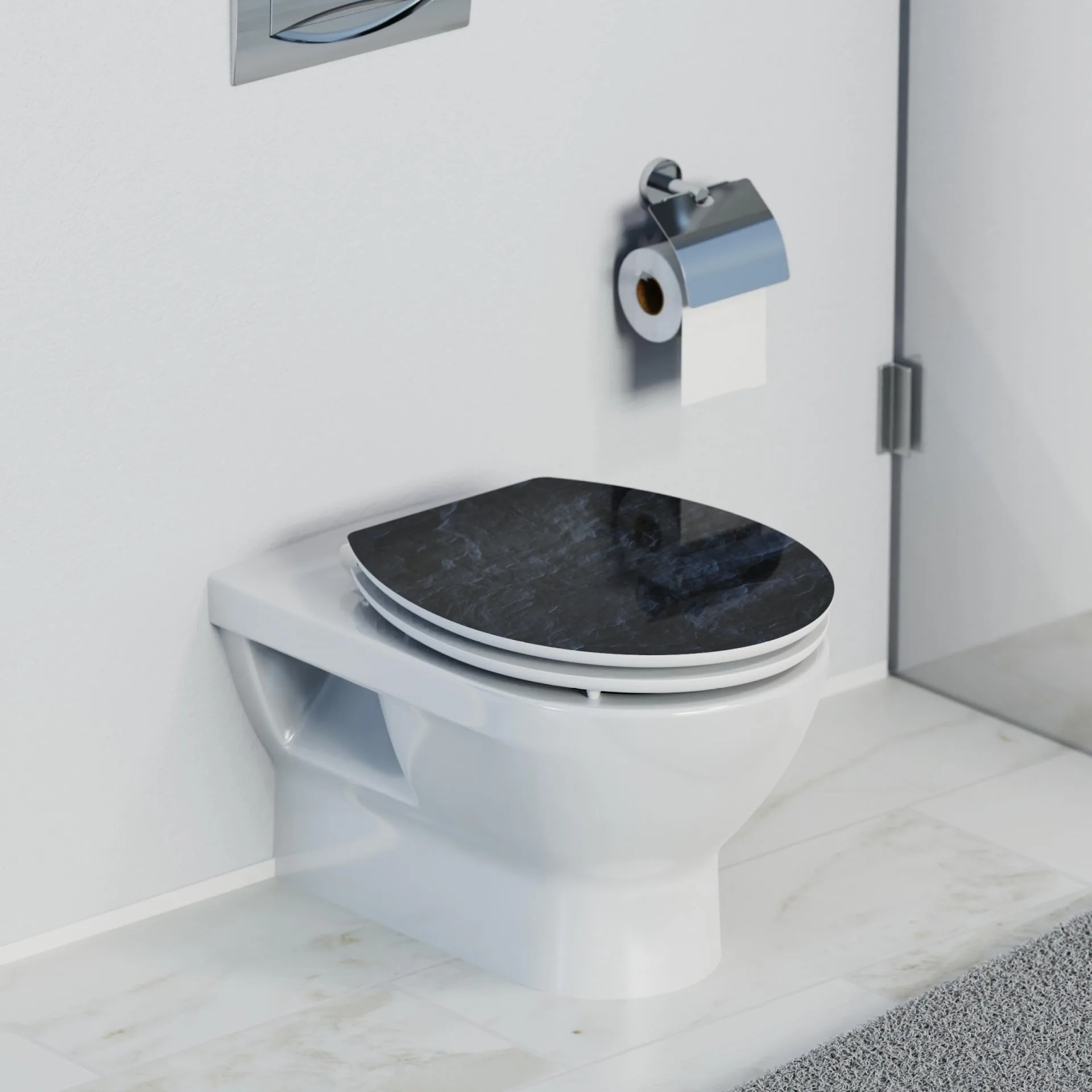 SCHÜTTE BLACK STONE WC-Sitz, MDF HG, mit Absenkautomatik