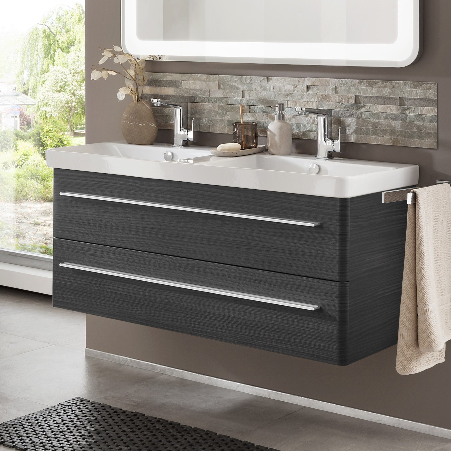 LANZET K8 Waschtischunterschrank 116 cm Schwarz