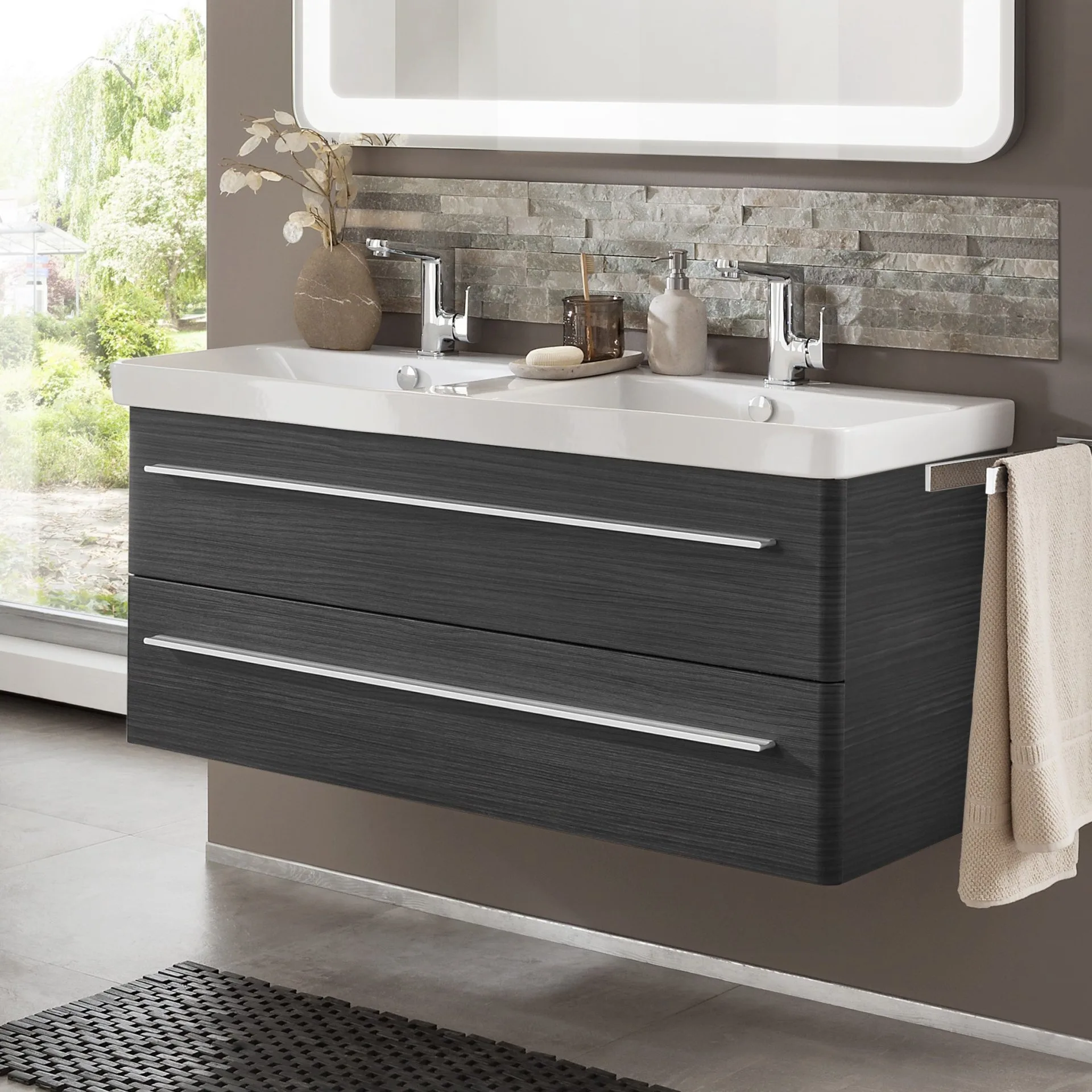 LANZET K8 Waschtischunterschrank 116 cm Schwarz