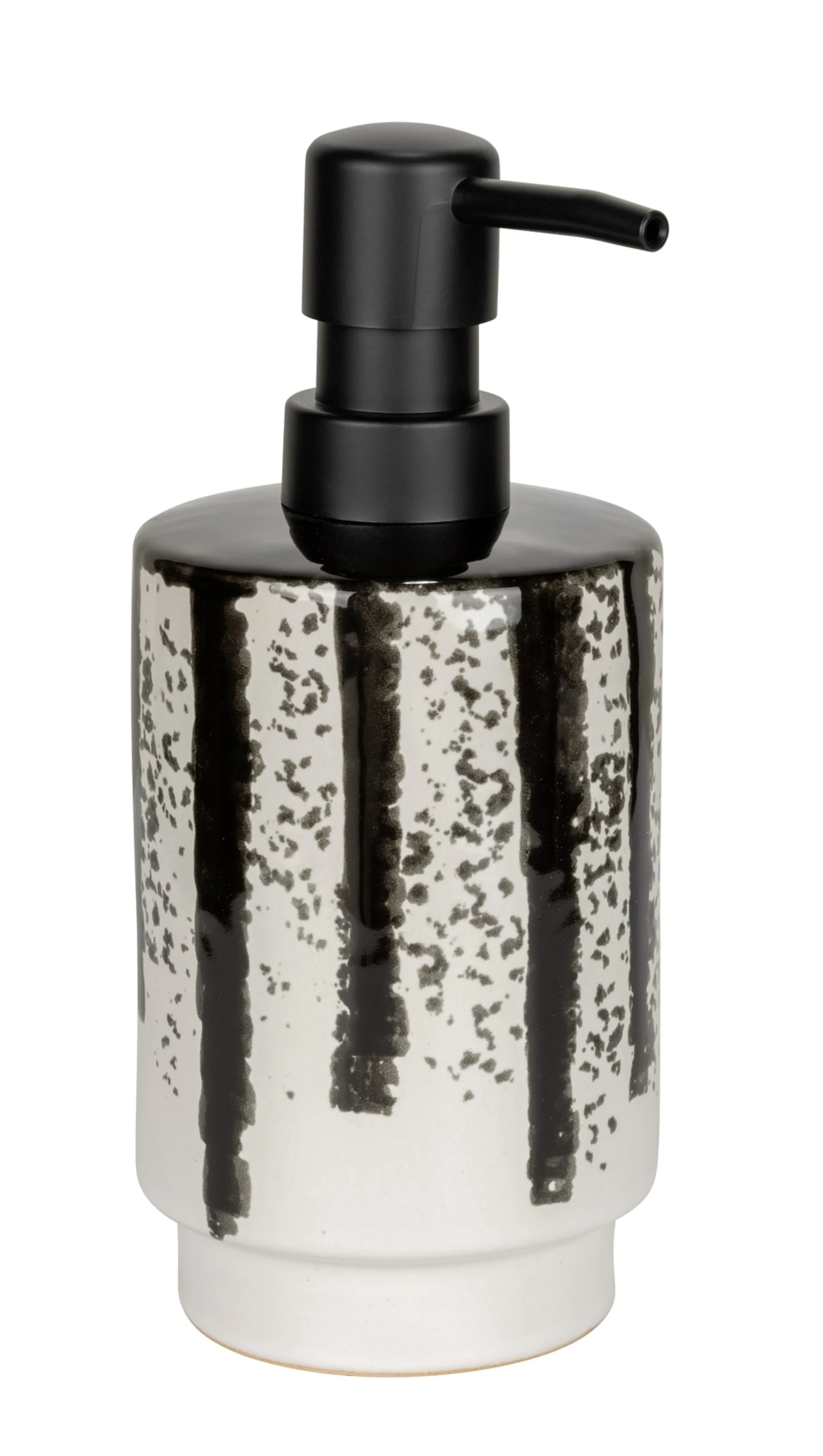 WENKO SUBIZA Accessoire Set, Weiß/Schwarz, Zahnputzbecher, Seifenspender, Keramik