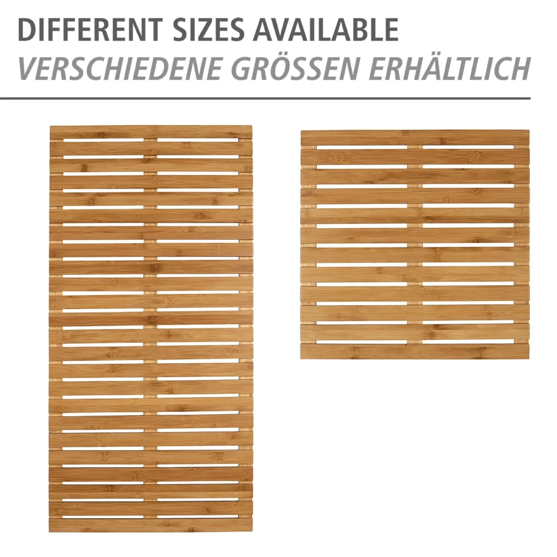 WENKO INDOOR&OUTDOOR Badematte 50 x 50 cm, Braun, aus Bambus