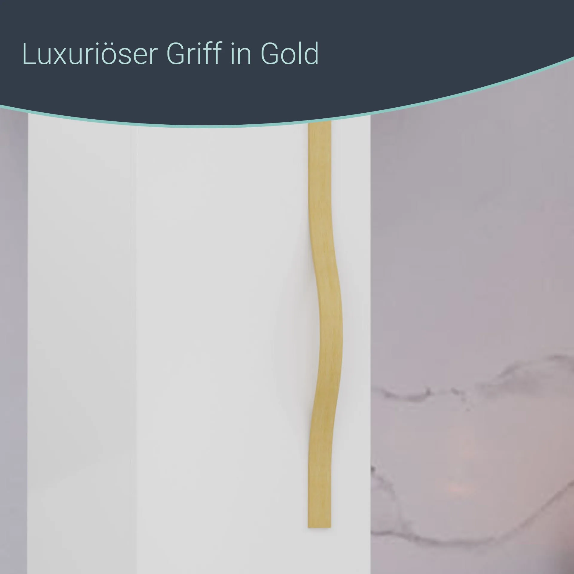 BADEDU FILS Hochschrank 33 cm breit, Weiß, Griff Gold