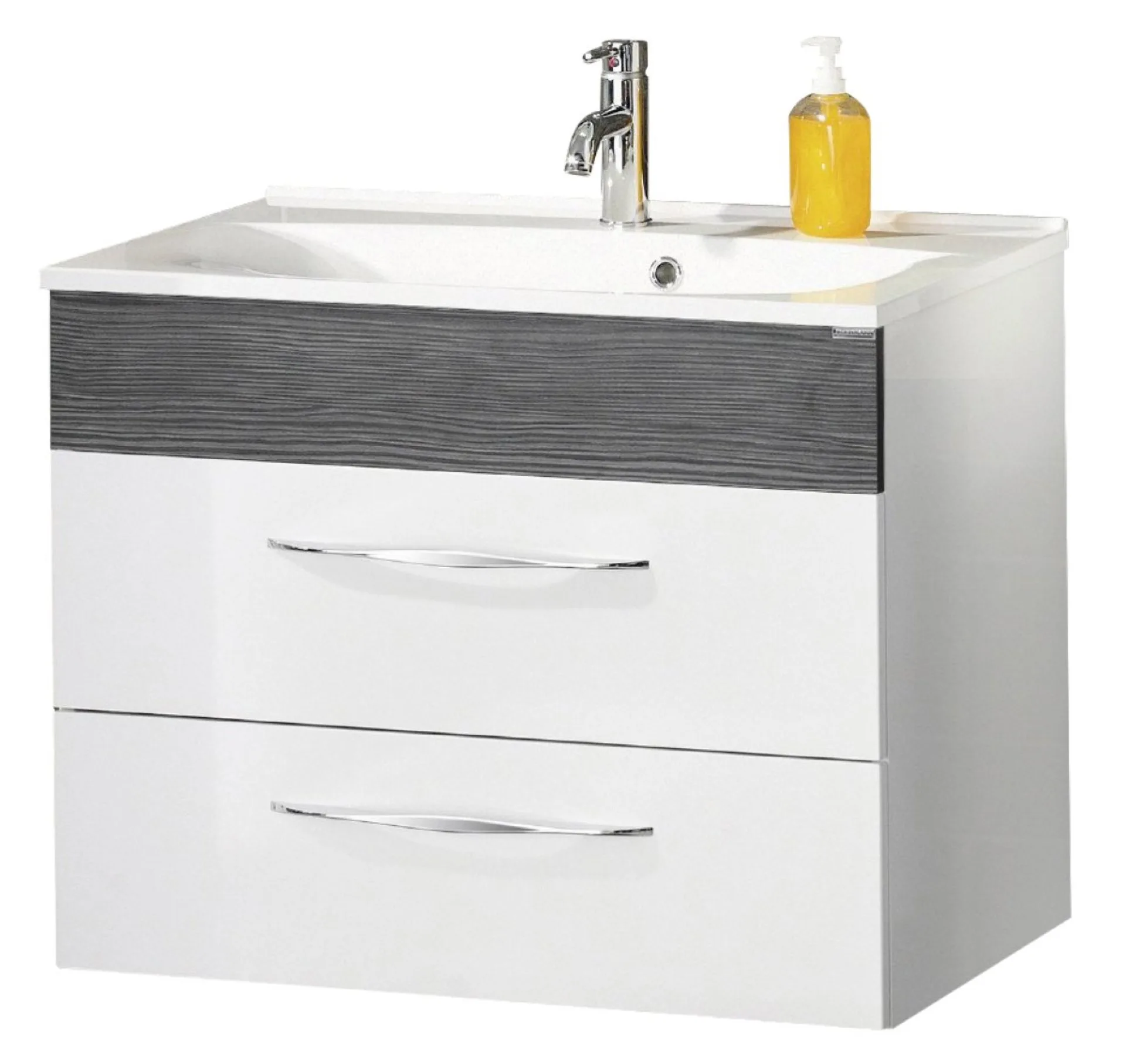 FACKELMANN SCENO Waschbeckenunterschrank 80 cm breit, Weiß/Anthrazit Holzoptik