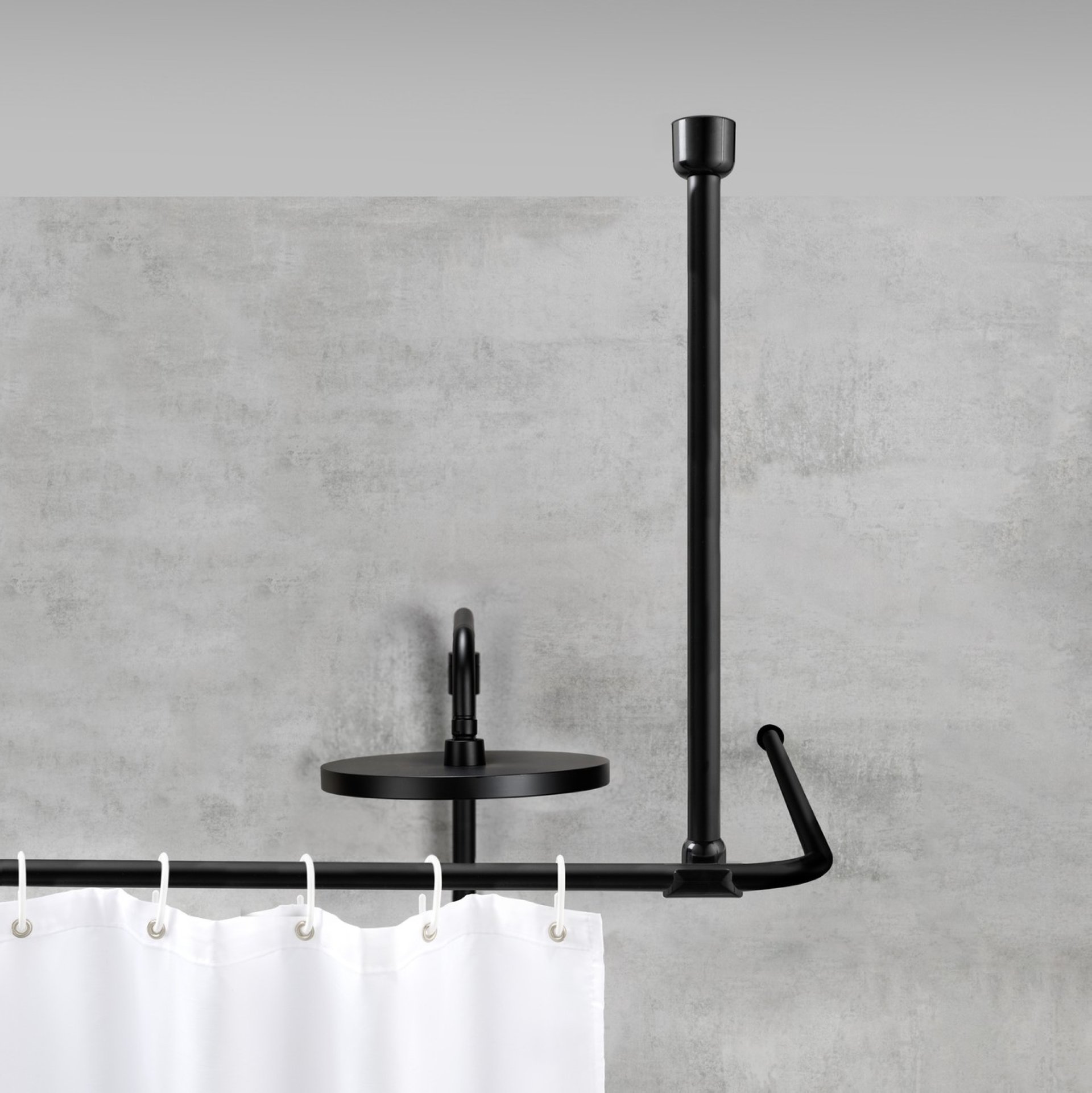 WENKO Deckenstütze für Duschstange 57 cm, Schwarz, Aluminium