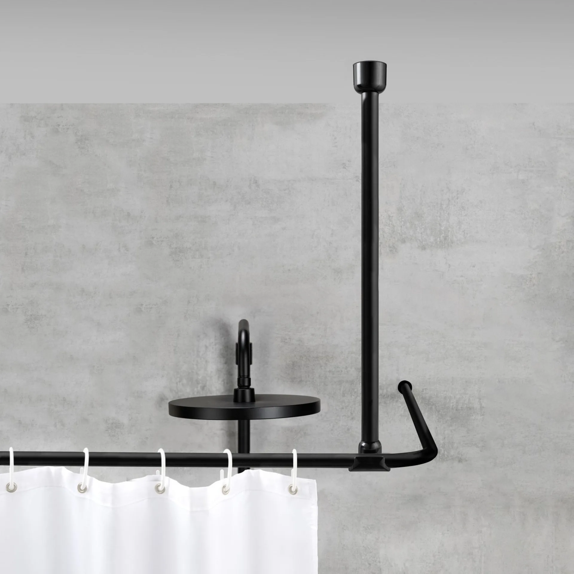 WENKO Deckenstütze für Duschstange 57 cm, Schwarz, Aluminium