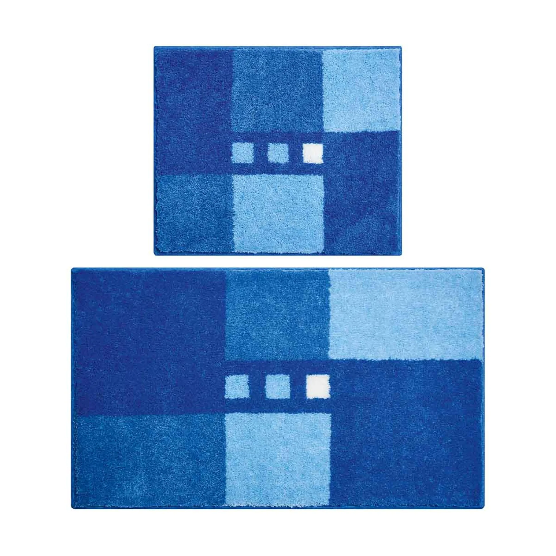 GRUND MERKUR Badematten 2er-Set 40 x 50 cm & 50 x 80 cm, Blau