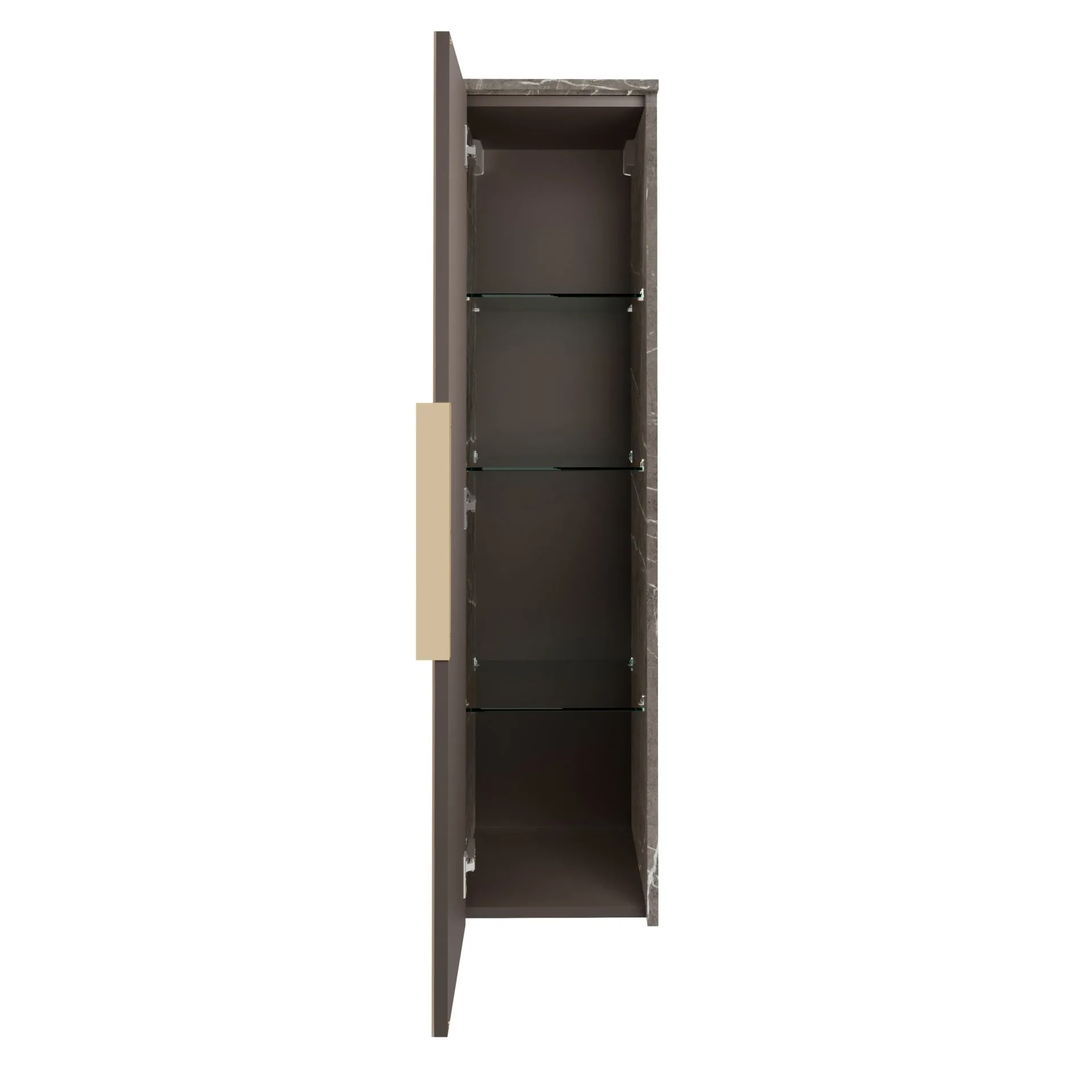 LANZET VIDRO Midischrank 30 cm breit, Braun/Marmor Grau, Türanschlag links