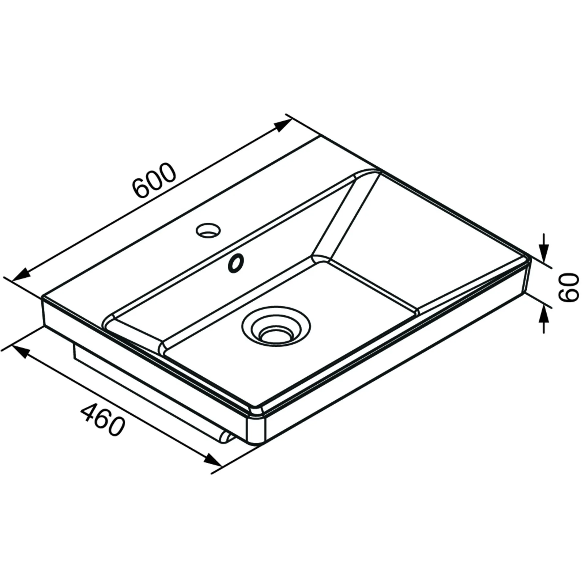 LANZET K8 Waschbecken mit Unterschrank, 60 cm breit, Anthrazit, Waschbecken Keramik Weiß