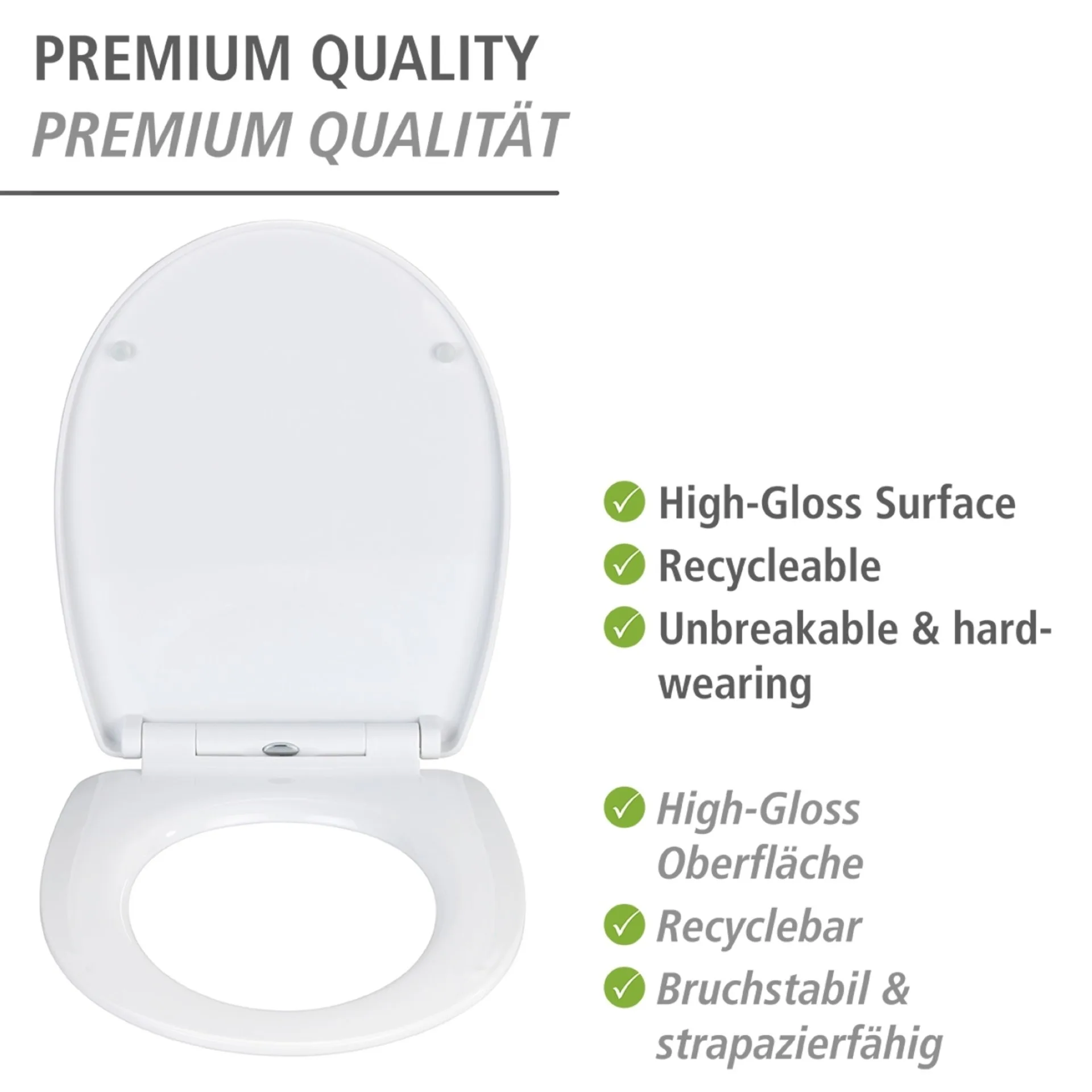 WENKO PRETTY WC-Sitz, Grau, Hochglanz, mit Absenkautomatik