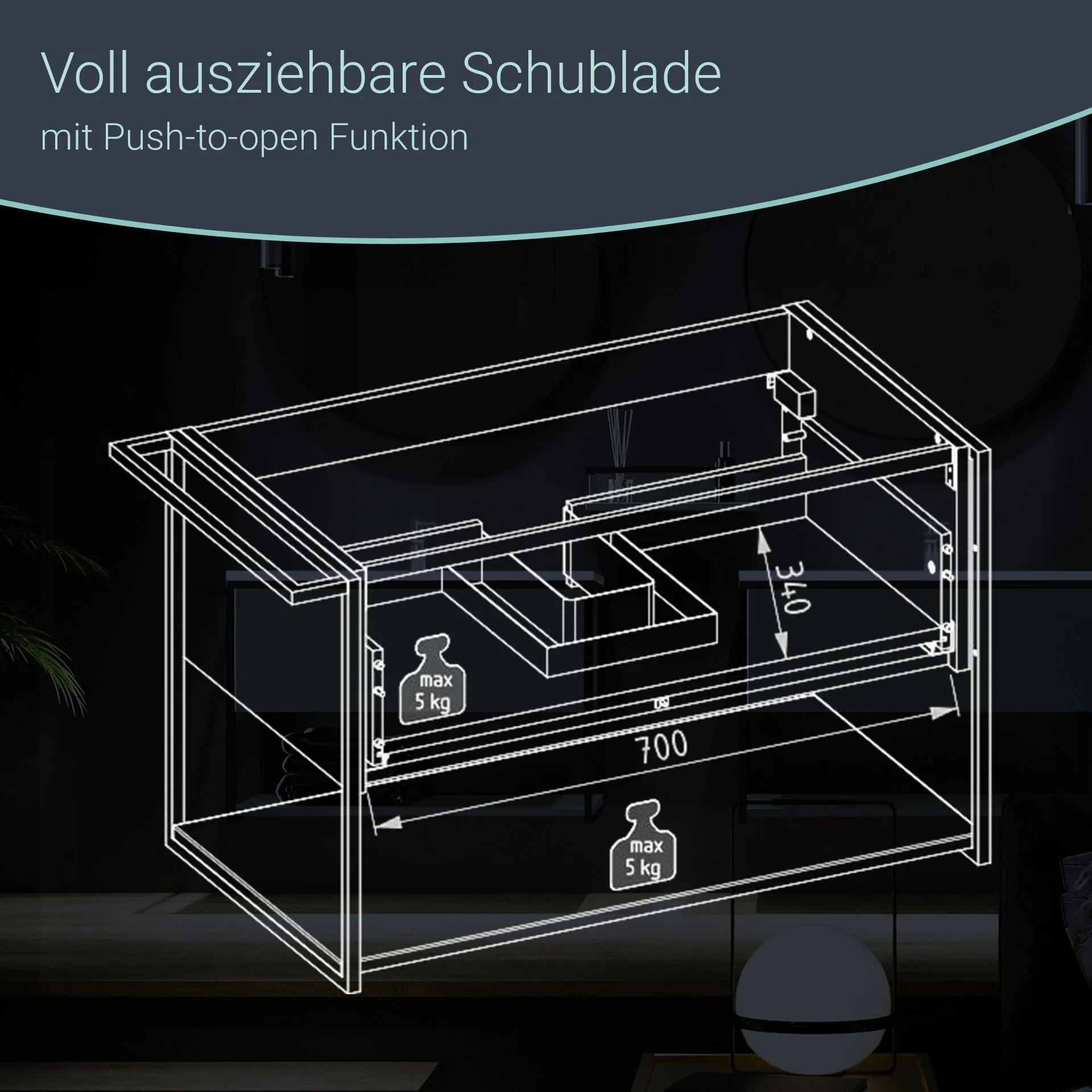 BADEDU DUNA Waschbecken mit Unterschrank 80 cm breit, Grün, Waschbecken Keramik Weiß
