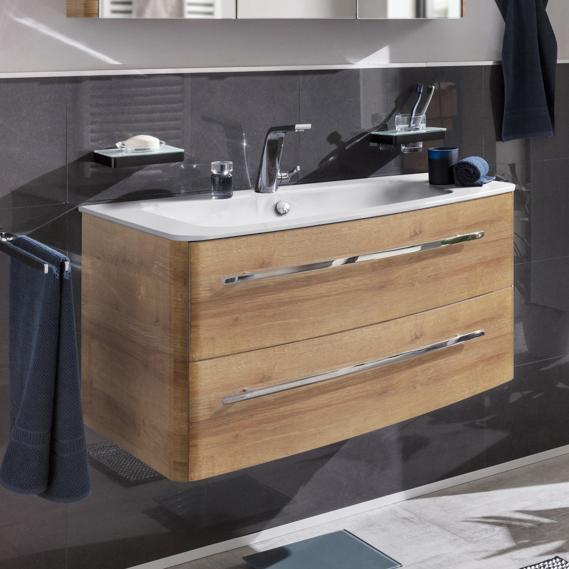 Lanzet Classico Waschtischunterschrank 100cm Hellbraun, rechts