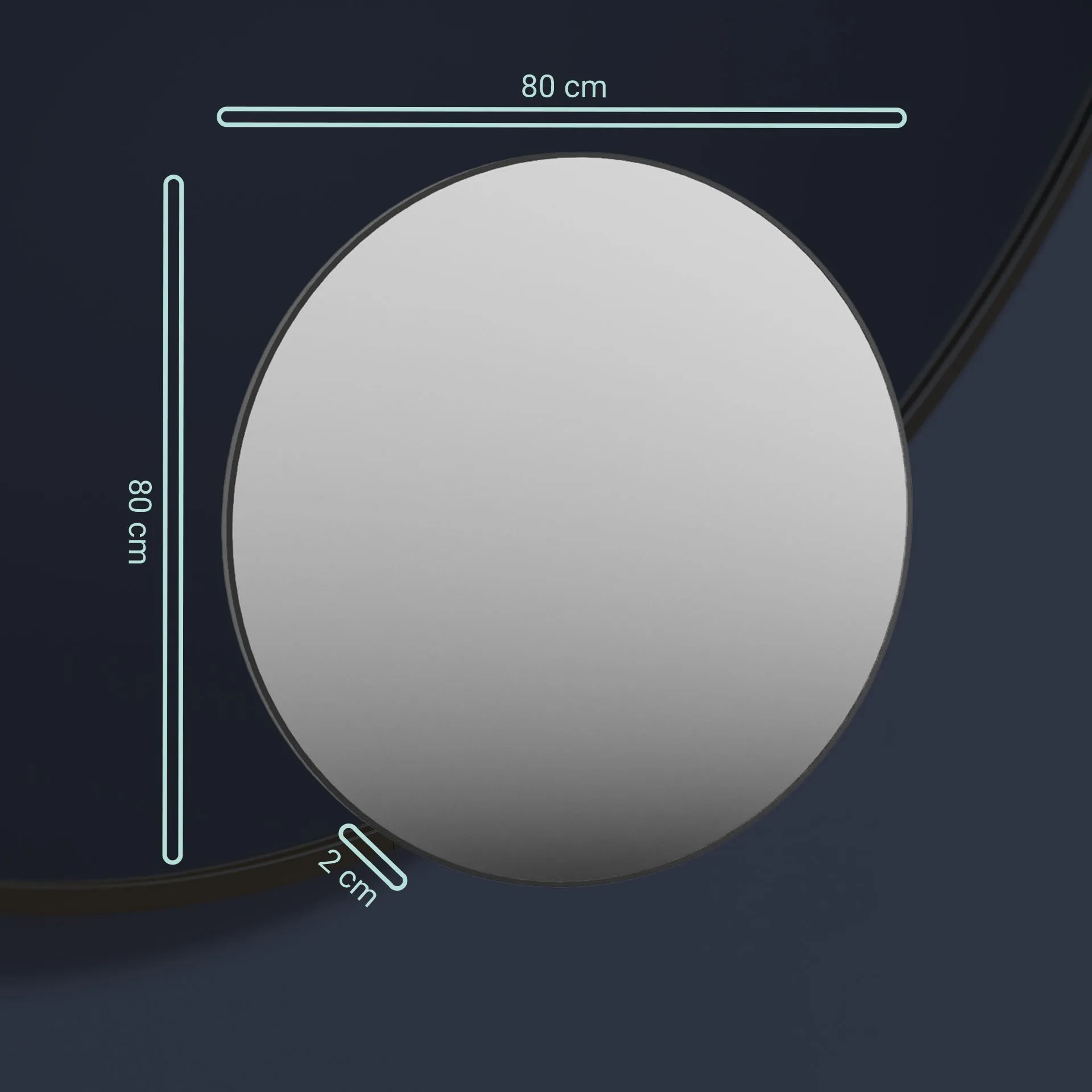 BADEDU Spiegel Ø 80 cm, Schwarz