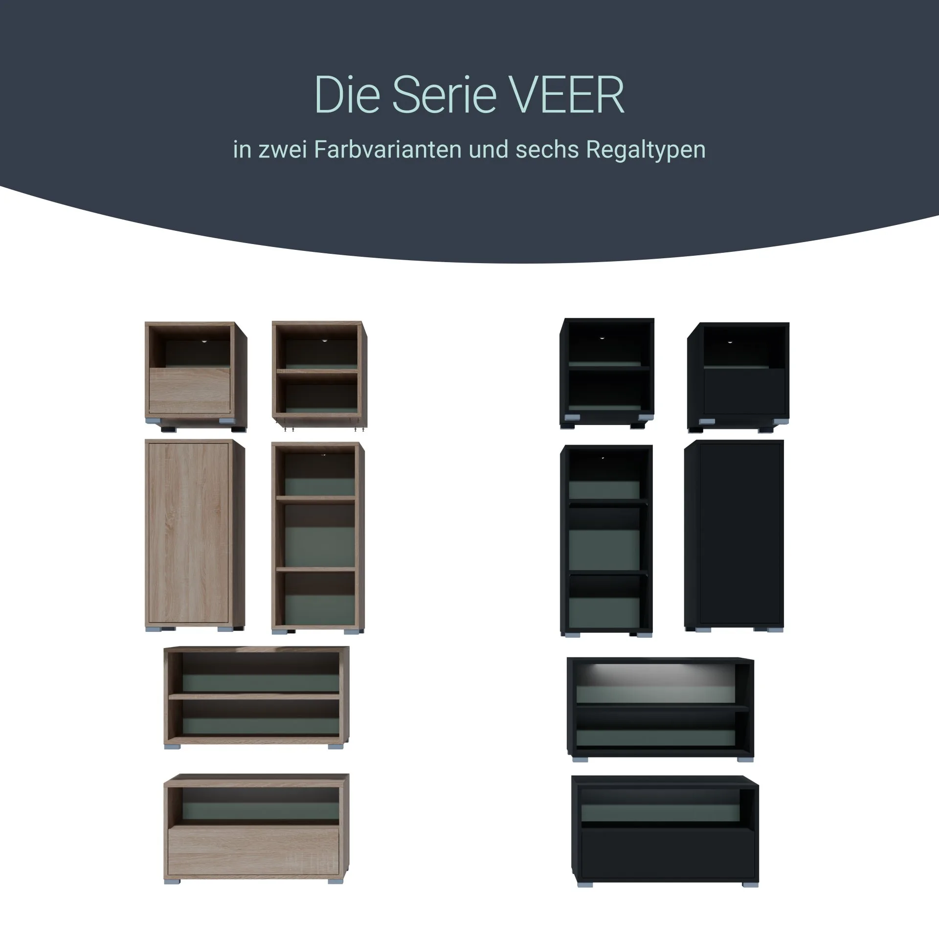 BADEDU VEER Regal 70 cm breit, Braun, 2 Fächer