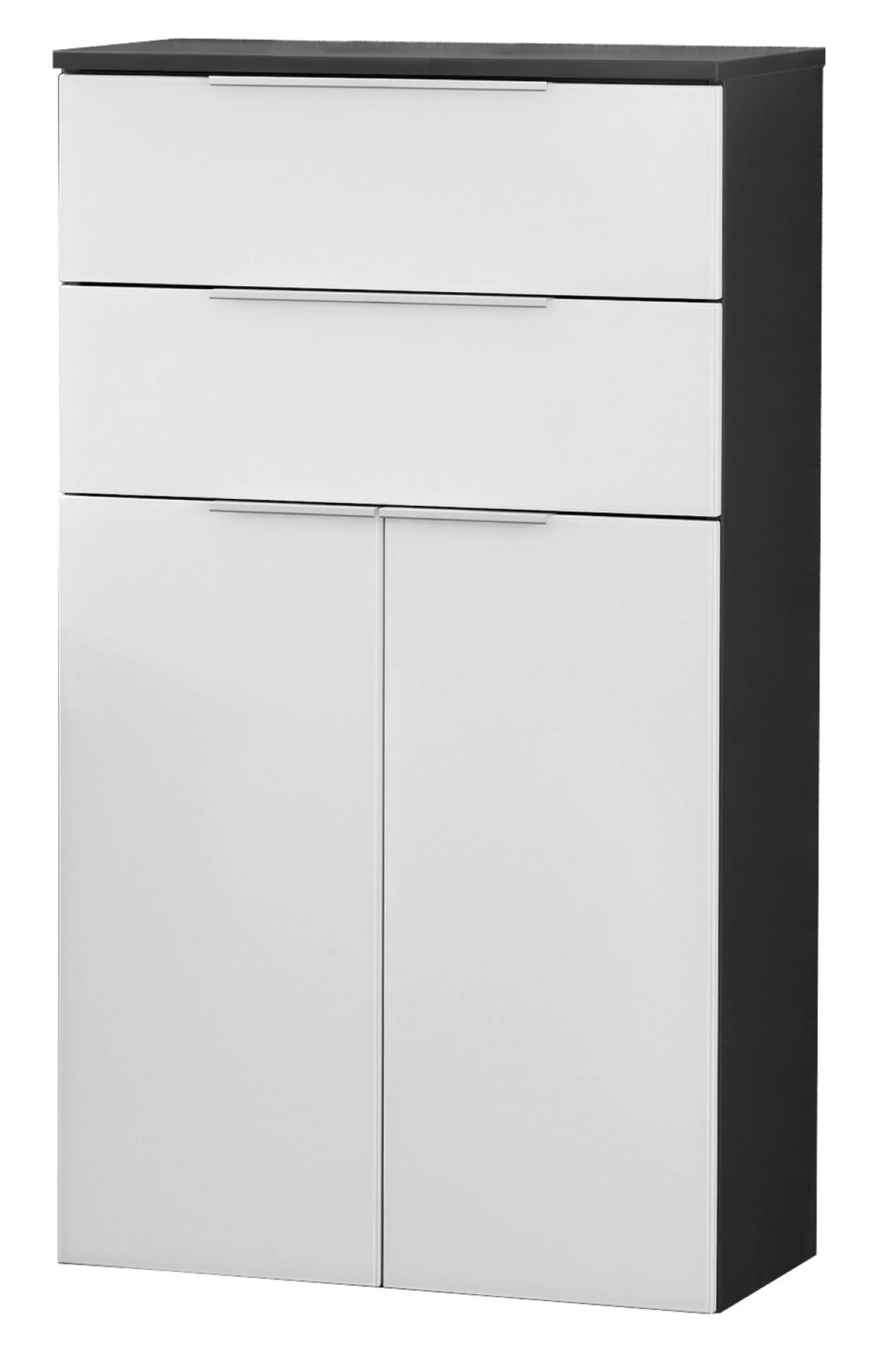 FACKELMANN KARA Doppel Midischrank 61 cm breit, Weiß/Anthrazit, mit 2 Schubladen