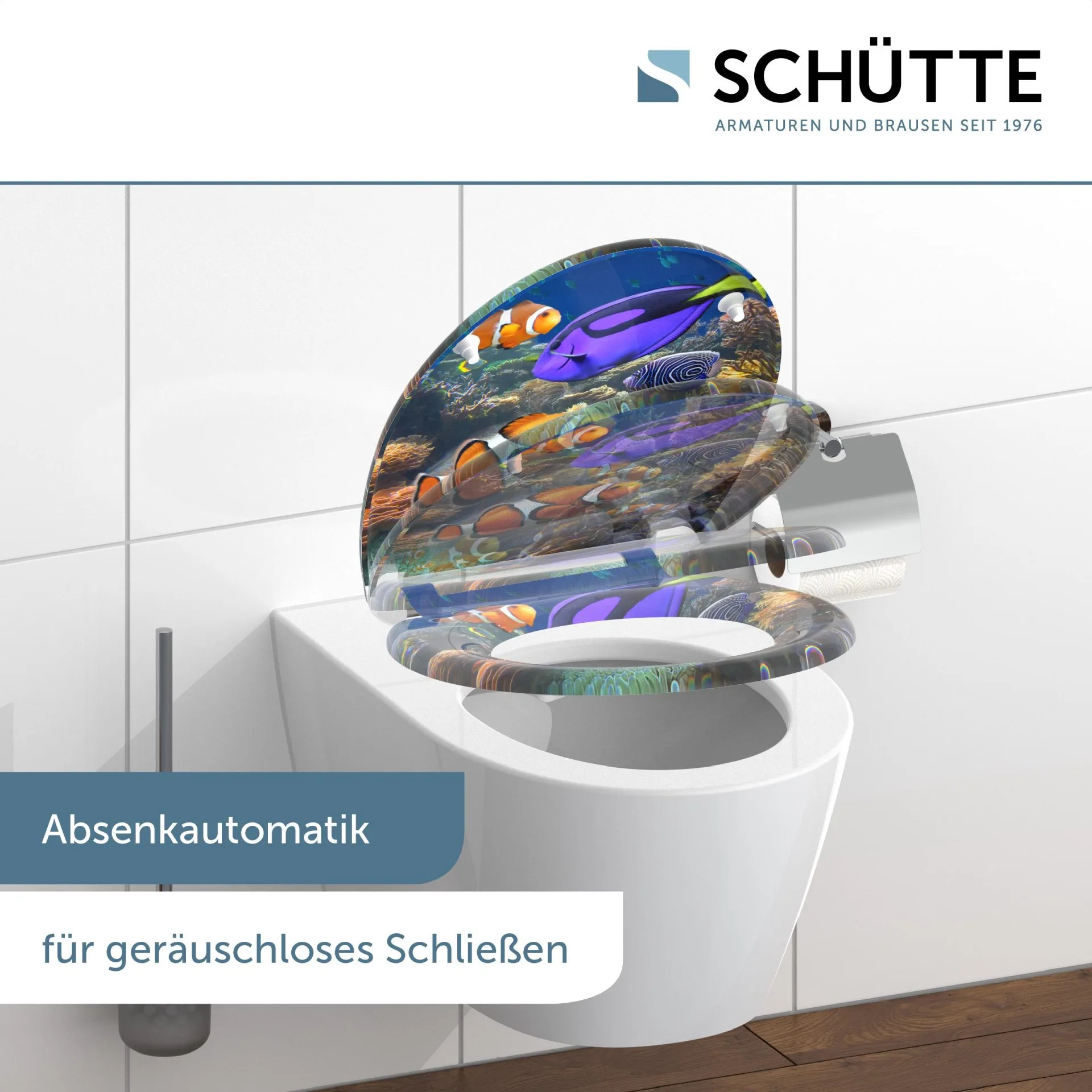 SCHÜTTE SEA LIFE WC-Sitz, Kunststoff, mit Absenkautomatik und Schnellverschluss