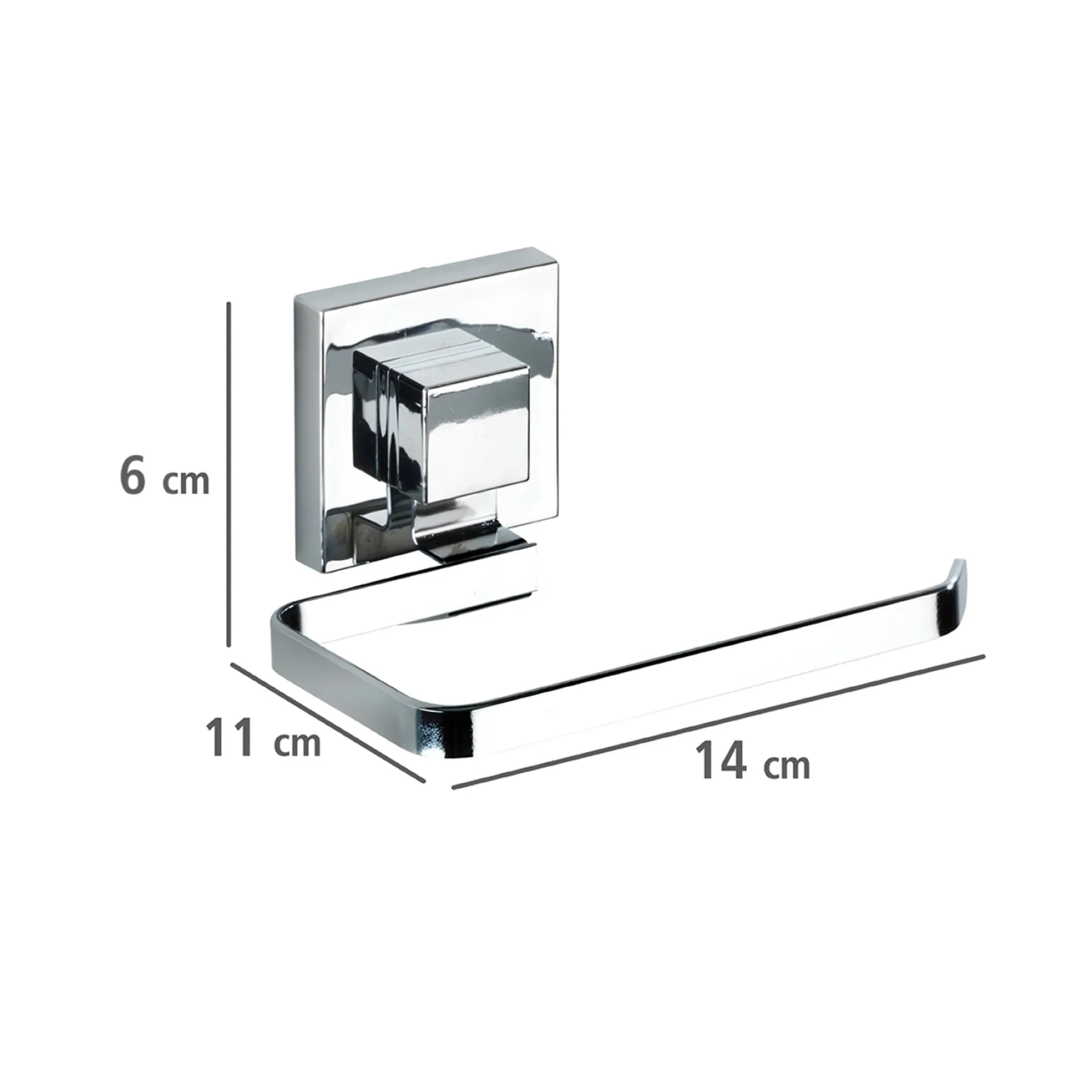 WENKO QUADRO Toilettenpapierhalter, Chrom glänzend, Befestigen ohne Bohren